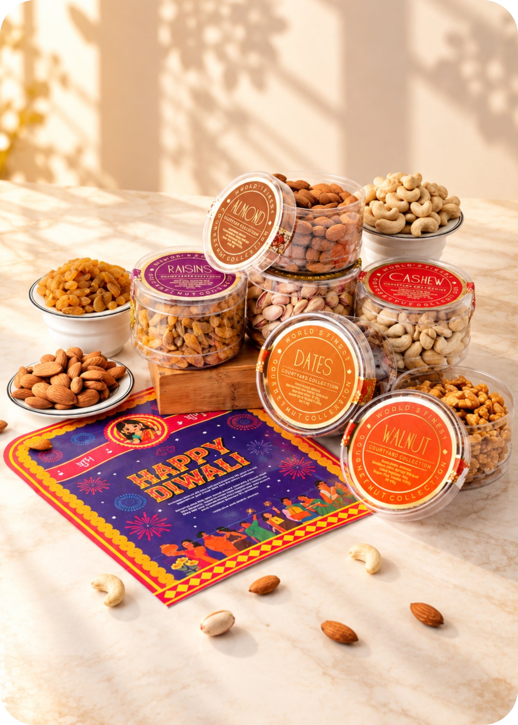 RawFruit Courtyard Collection Dry Fruits Gift Pack 745g with Diwali Greeting Card
