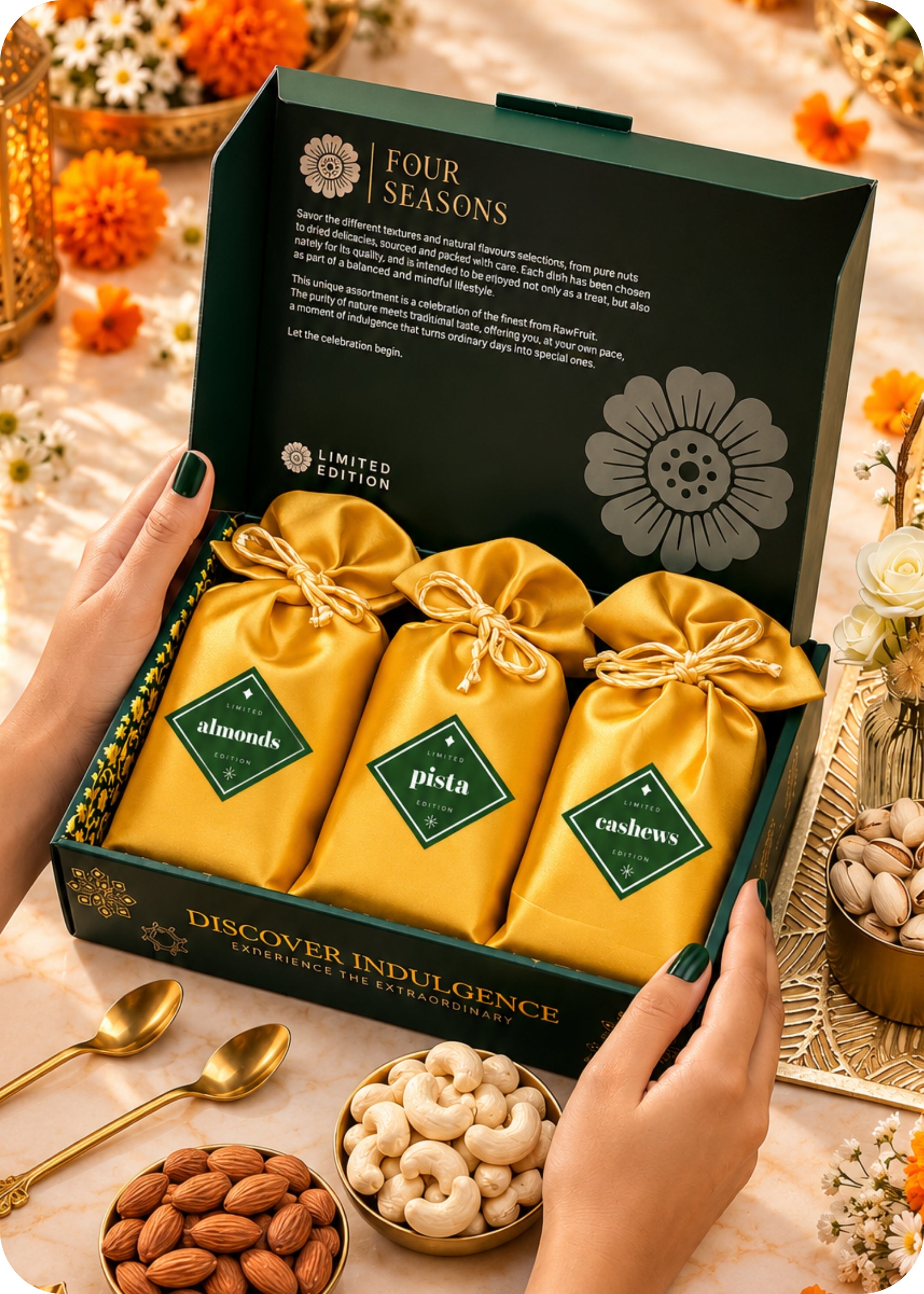 RawFruit Four Seasons Dry Fruits Gift Pack 300g with Diwali Greeting Card