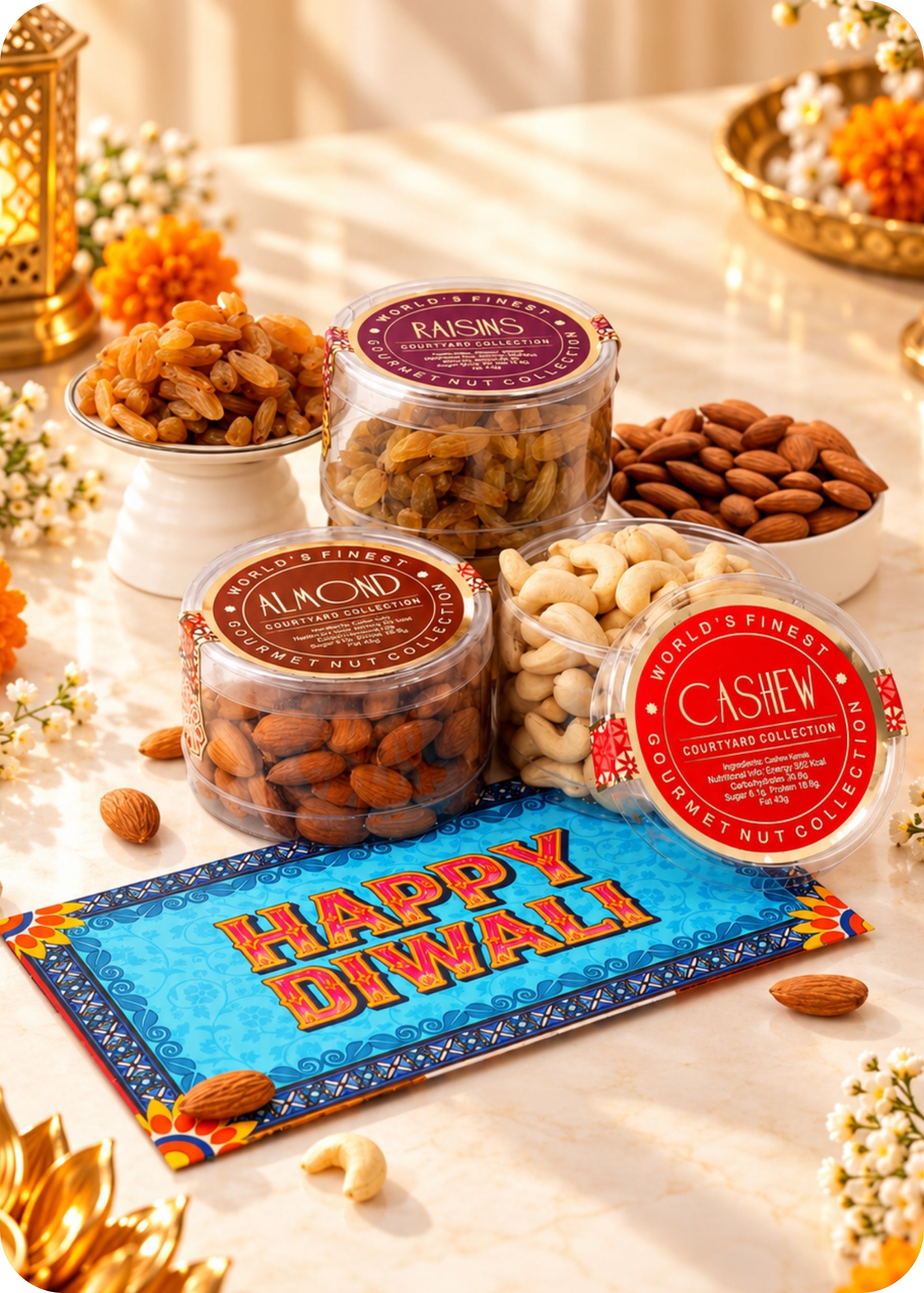 RawFruit Courtyard Collection Dry Fruit Gift Pack 375g with Diwali Greeting Card