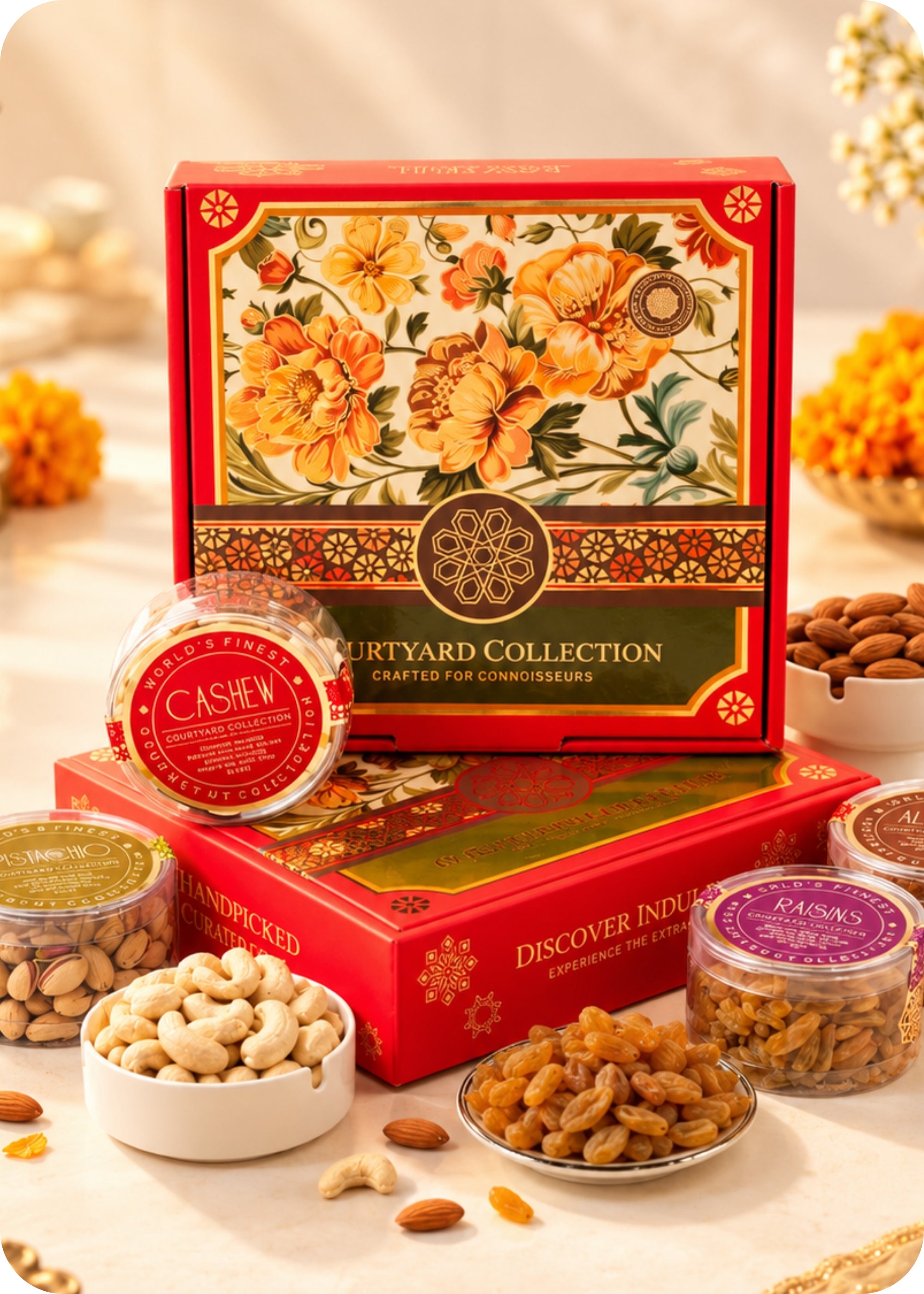 RawFruit Courtyard Collection Dry Fruits Gift Pack 495g with Diwali Greeting Card.