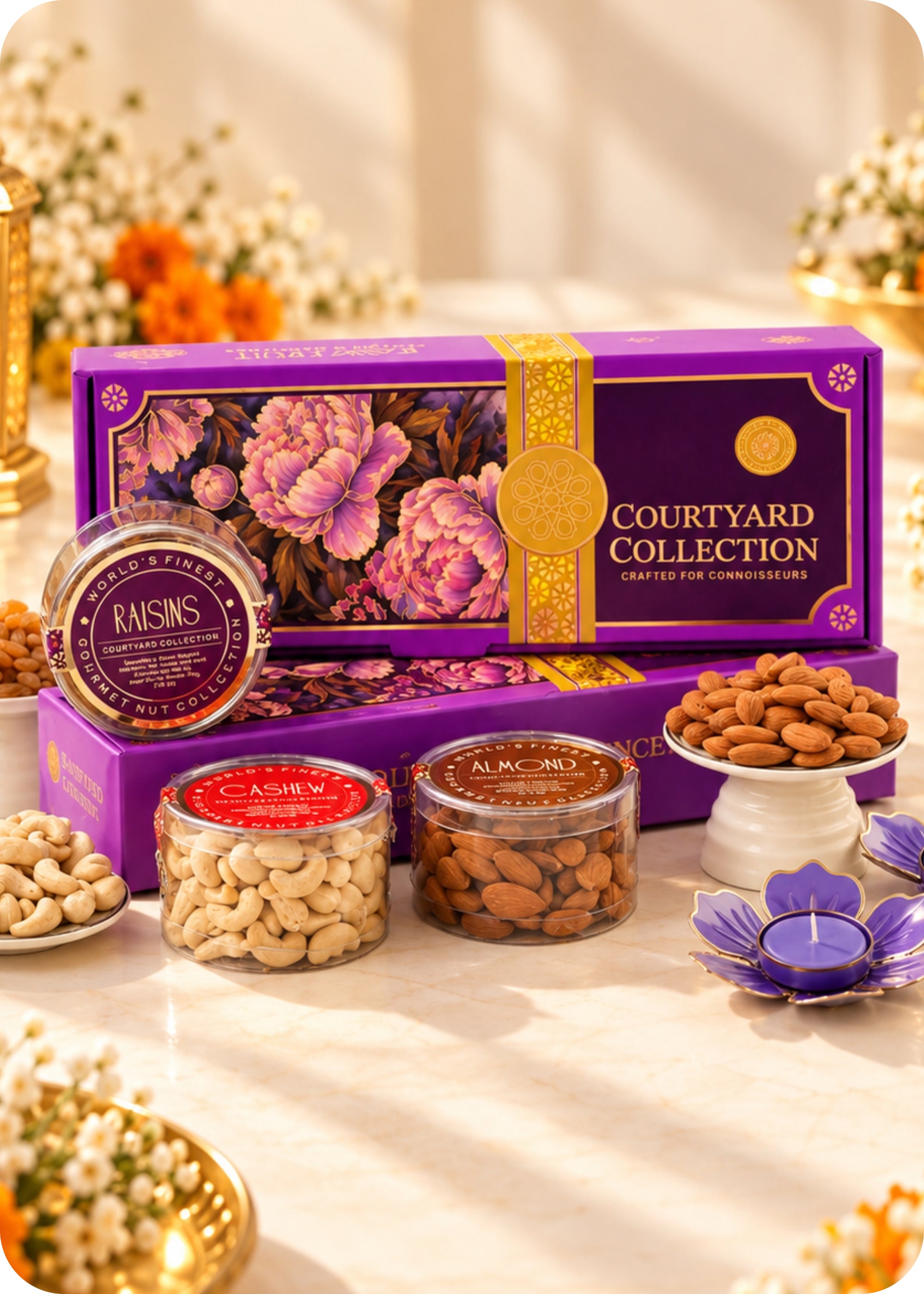 RawFruit Courtyard Collection Dry Fruit Gift Pack 375g with Diwali Greeting Card