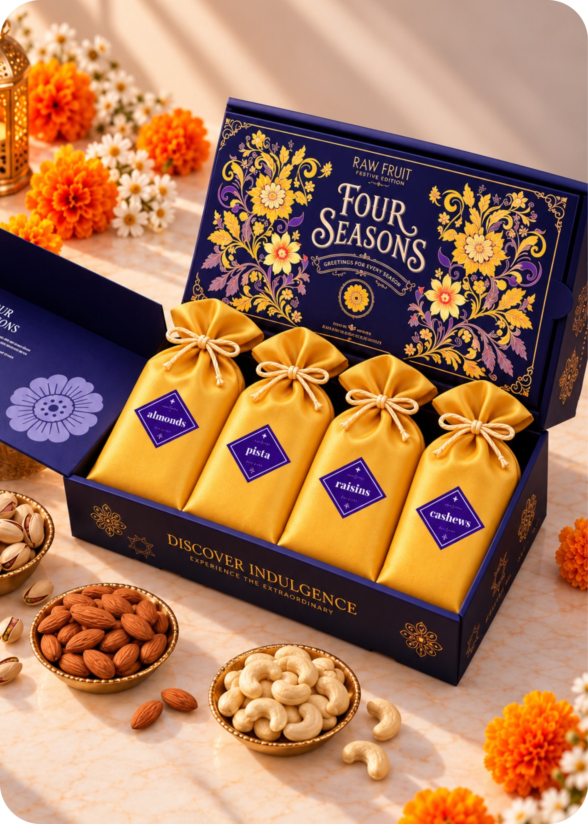 RawFruit Four Seasons Dry Fruits Gift Pack 400g with Diwali Greeting Card