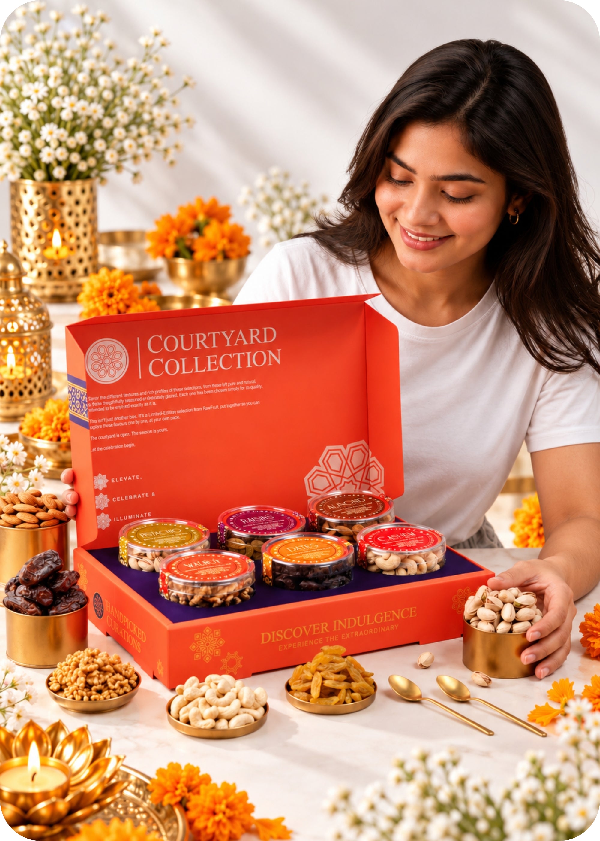 RawFruit Courtyard Collection Dry Fruits Gift Pack 745g with Diwali Greeting Card