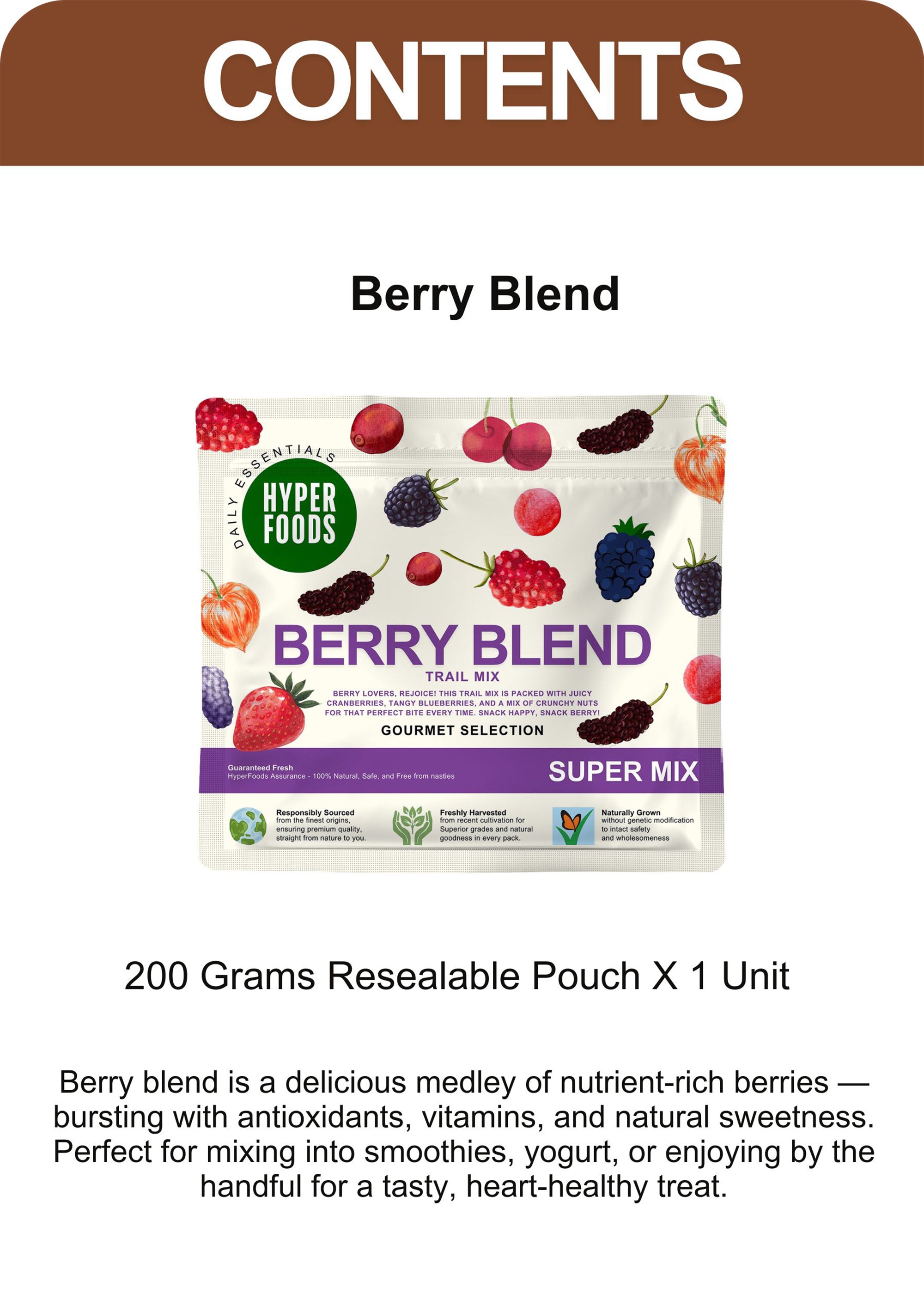 Berry Blend Trail Mix Resealable Pouch 200 Grams