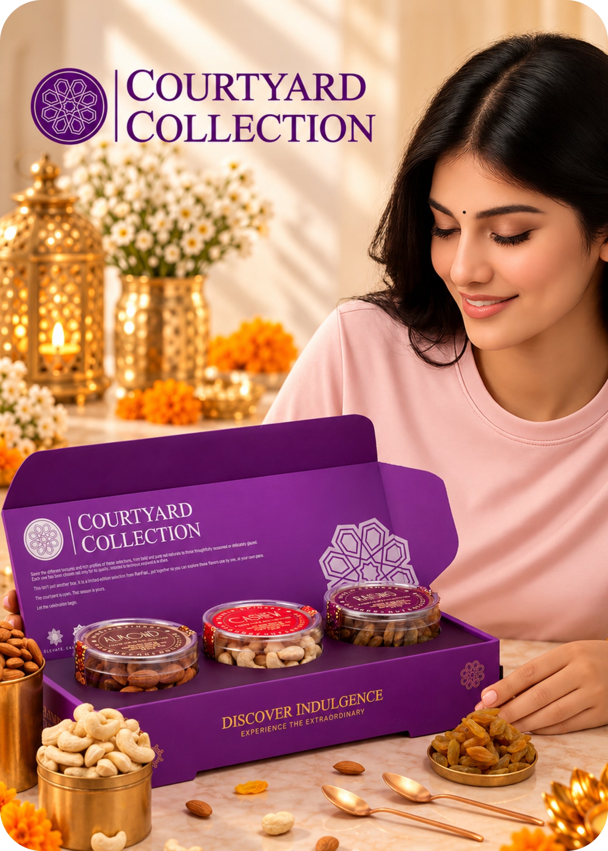 RawFruit Courtyard Collection Dry Fruit Gift Pack 375g with Diwali Greeting Card