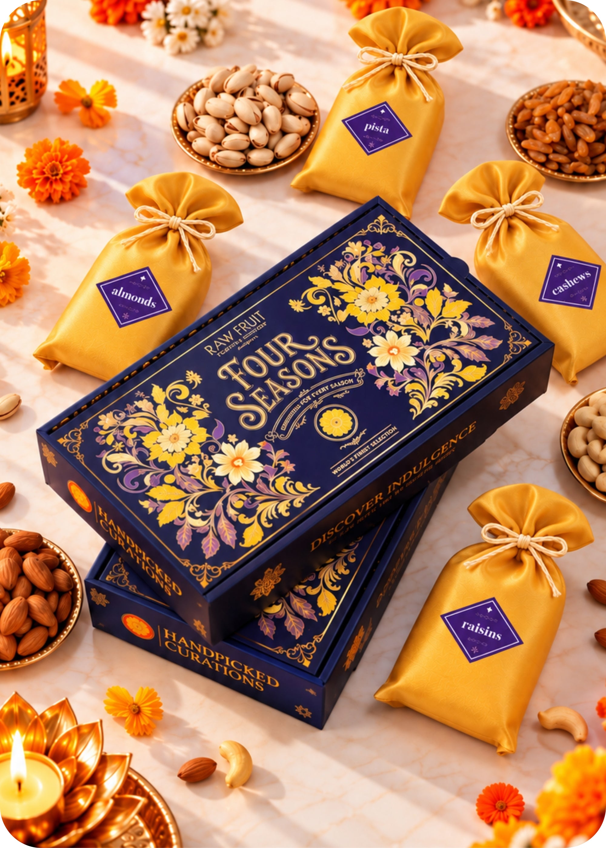 RawFruit Four Seasons Dry Fruits Gift Pack 400g with Diwali Greeting Card