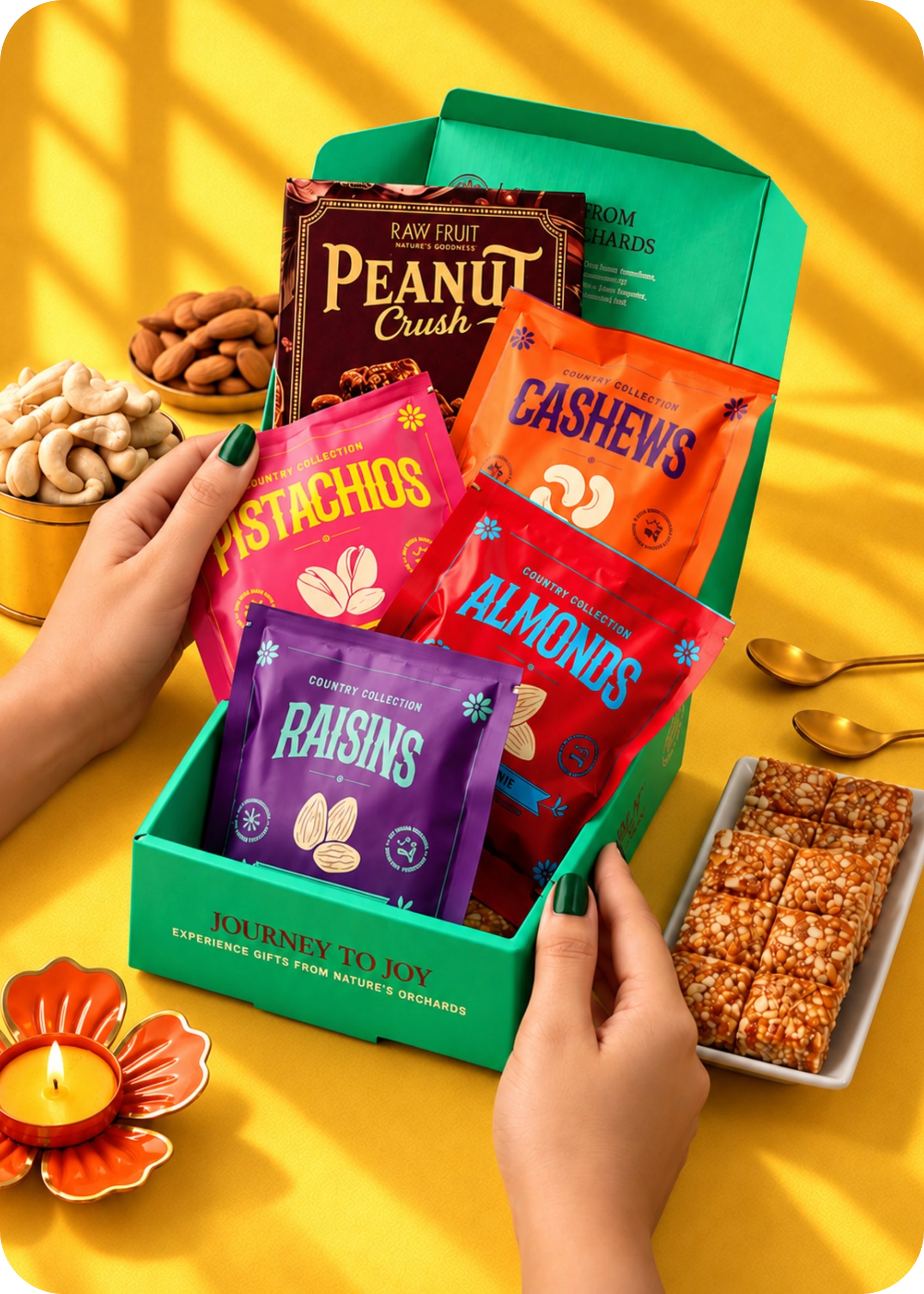 RawFruit Gifts From The Orchards Dry Fruits, Britlte Gift Pack 220g with Diwali Gifts