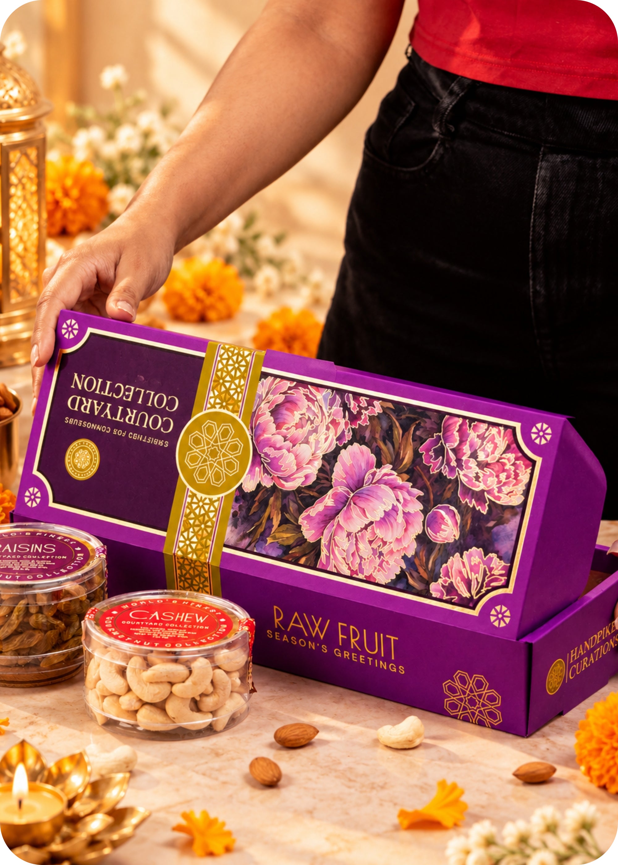 RawFruit Courtyard Collection Dry Fruit Gift Pack 375g with Diwali Greeting Card