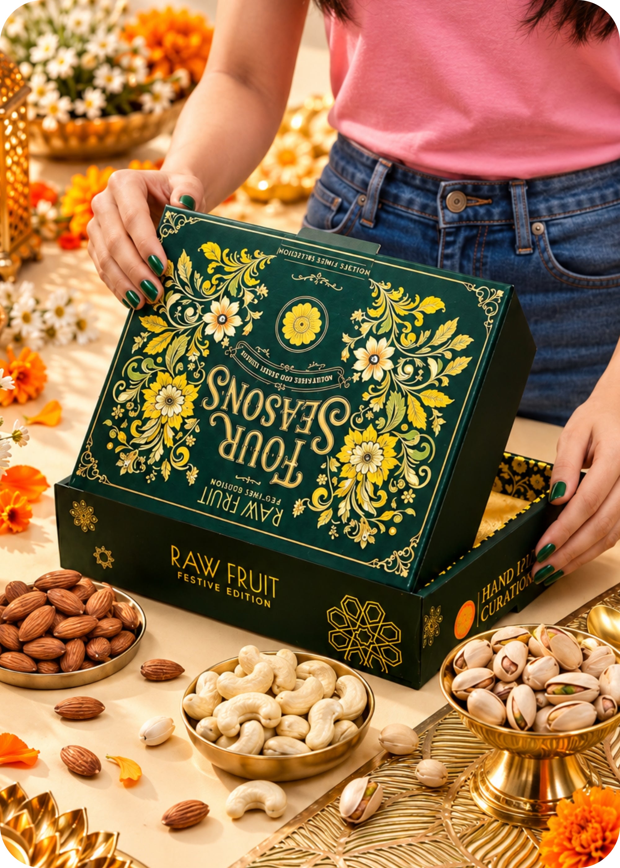 RawFruit Four Seasons Dry Fruits Gift Pack 300g with Diwali Greeting Card