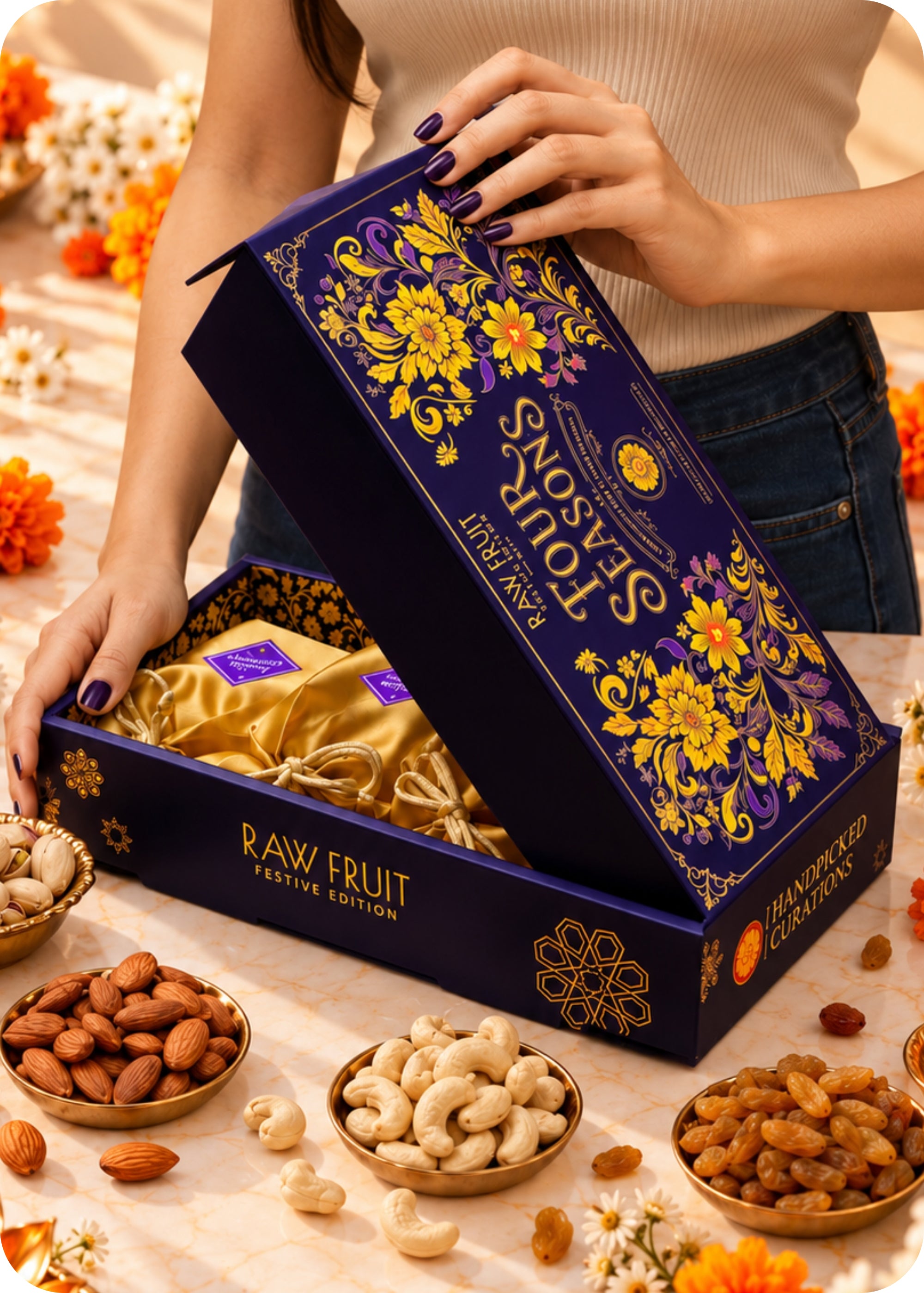 RawFruit Four Seasons Dry Fruits Gift Pack 400g with Diwali Greeting Card