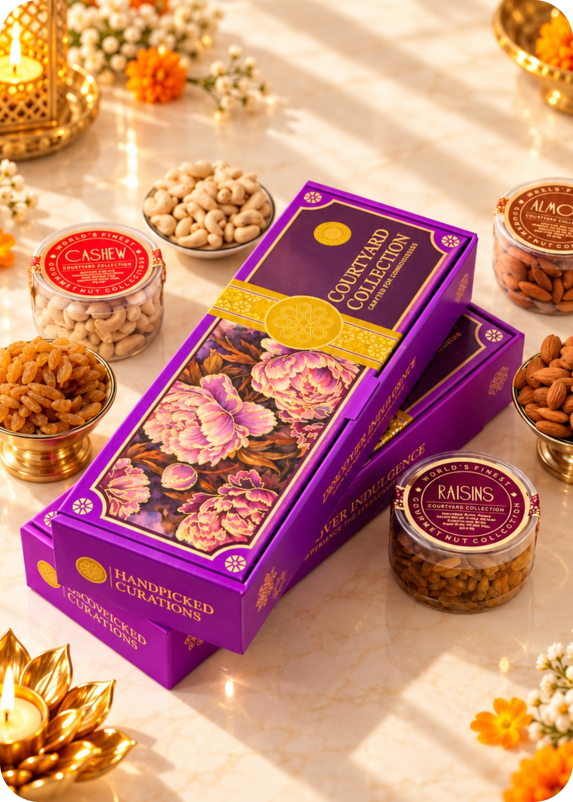 RawFruit Courtyard Collection Dry Fruit Gift Pack 375g with Diwali Greeting Card