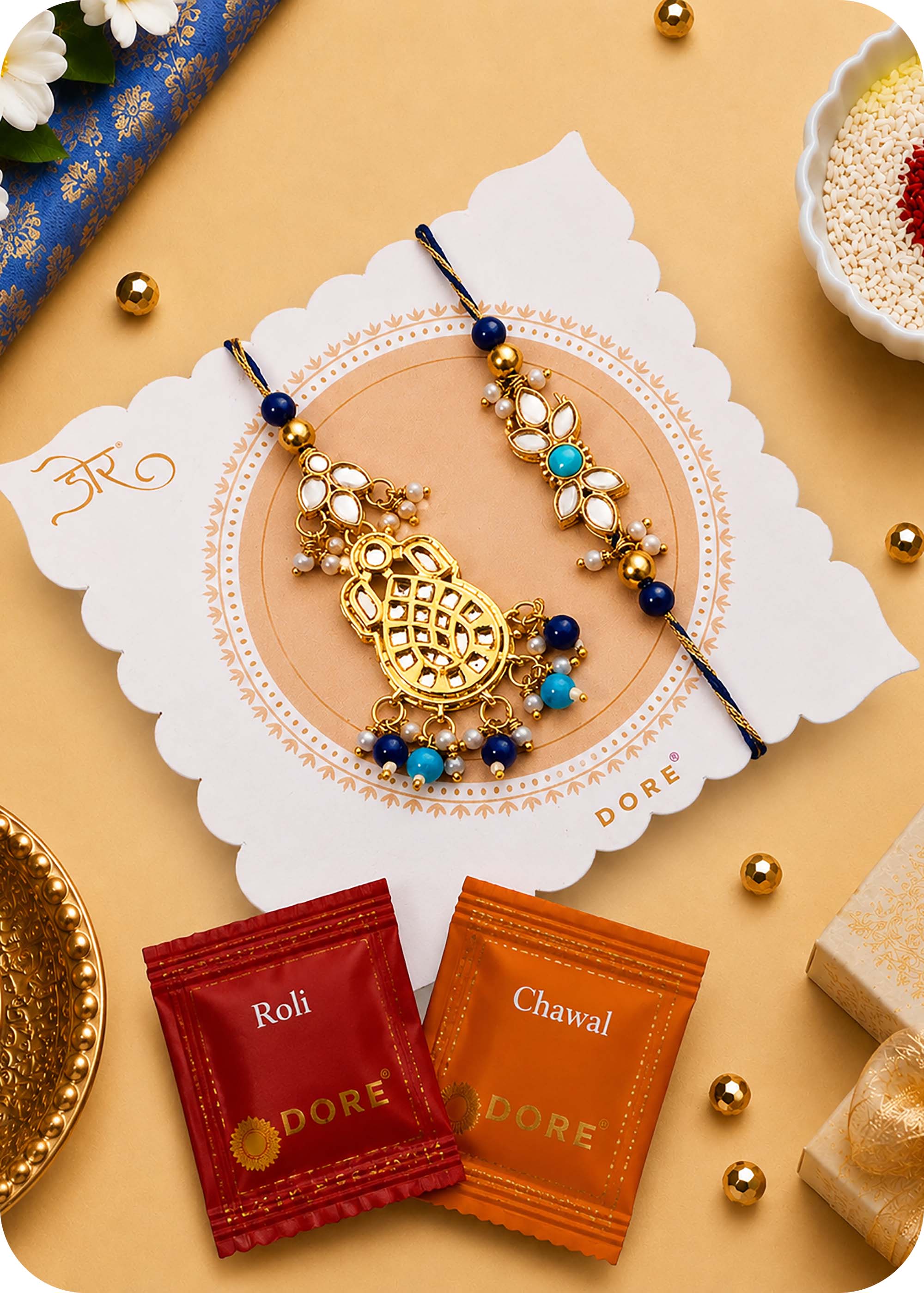 Assorted Dry Fruits Celebration Box with Bhaiya Bhabhi Rakhi