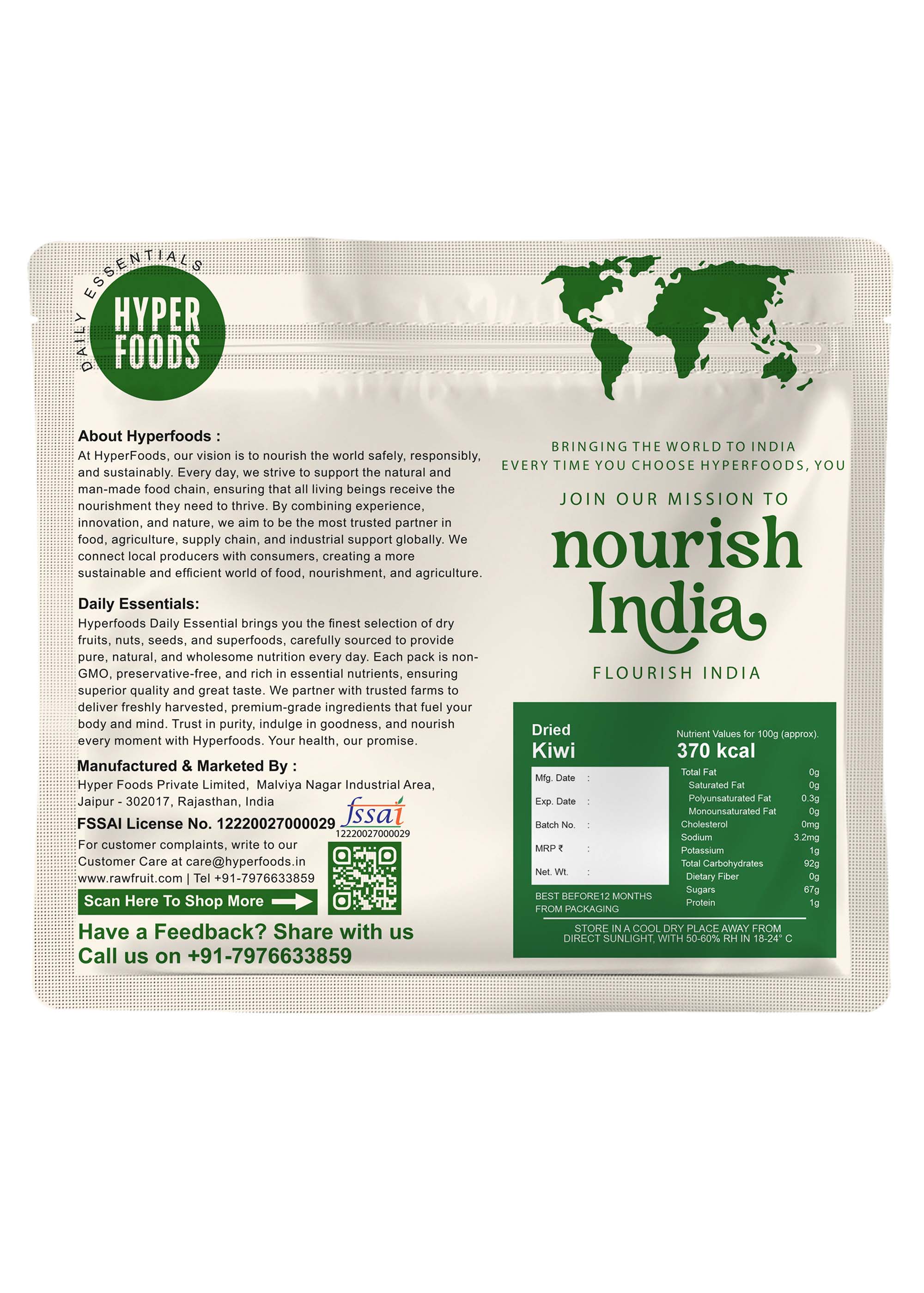 Dried Kiwi Sliced Resealable Pouch 200gm
