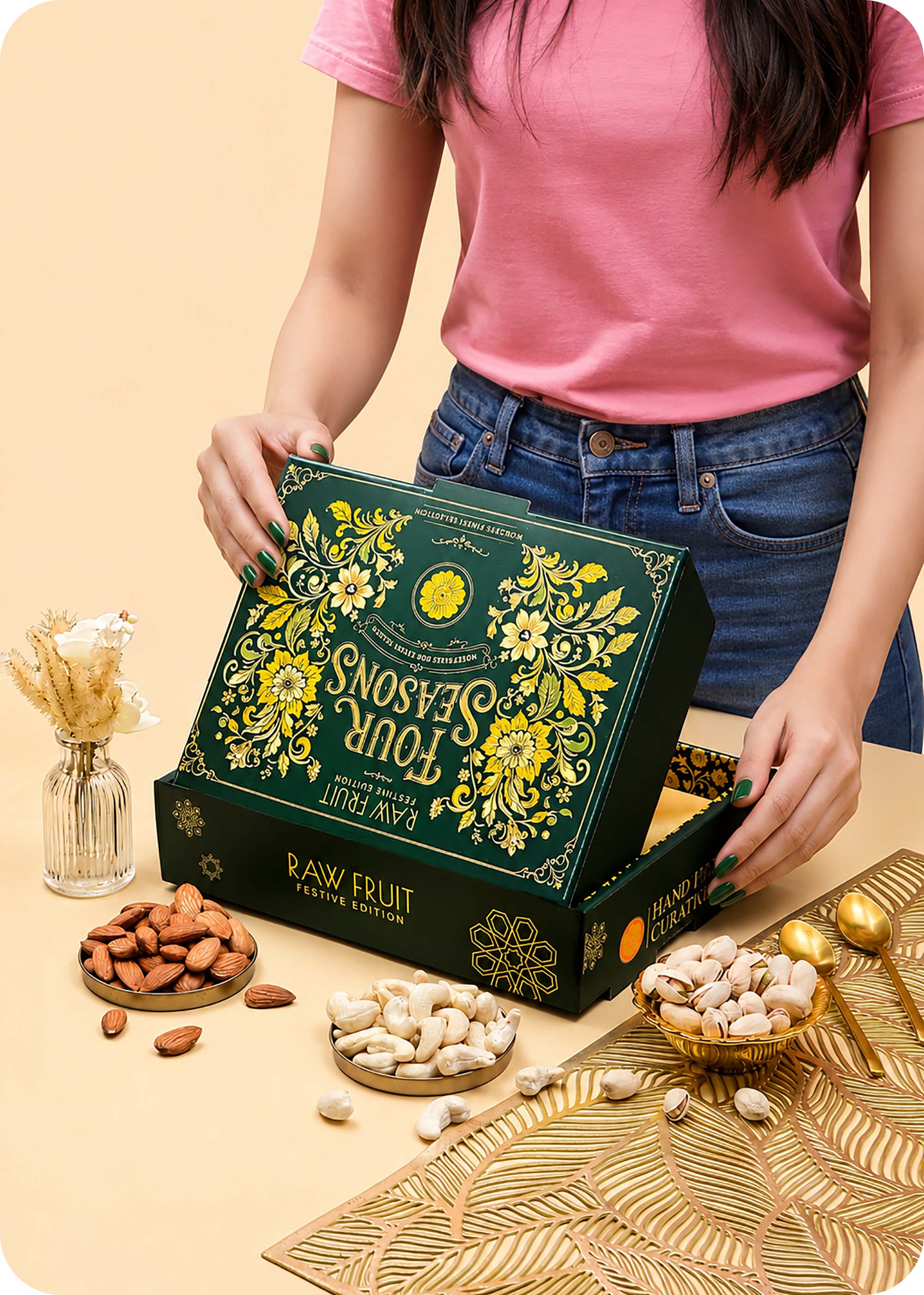 Rakhi Special Dry Fruits Gift Pack with Set of 2 Rakhi
