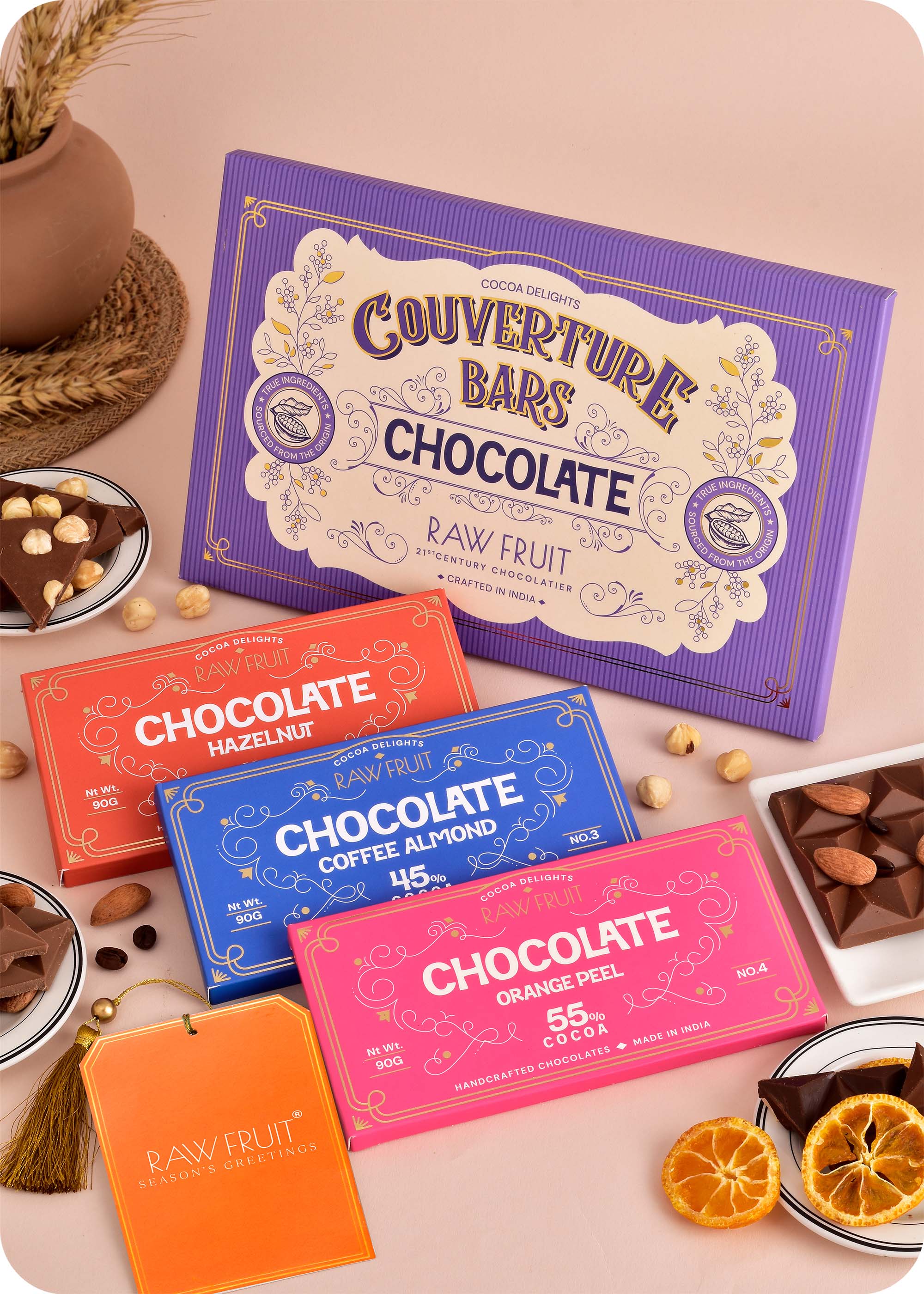 Coffee Almond, Orange Peel and Hazelnut Chocolate Bar