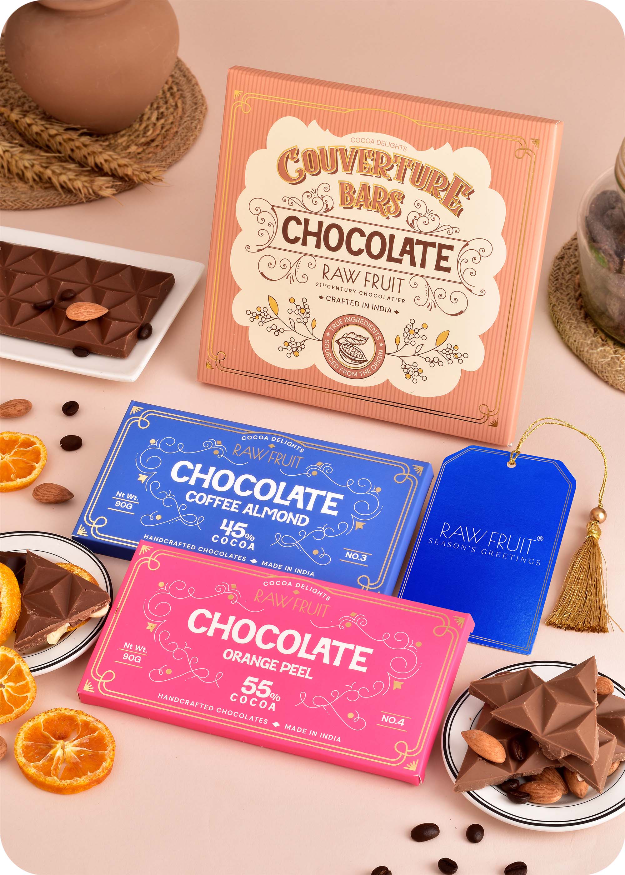 Coffee Almonds and Orage Peel Chocolate Bar 