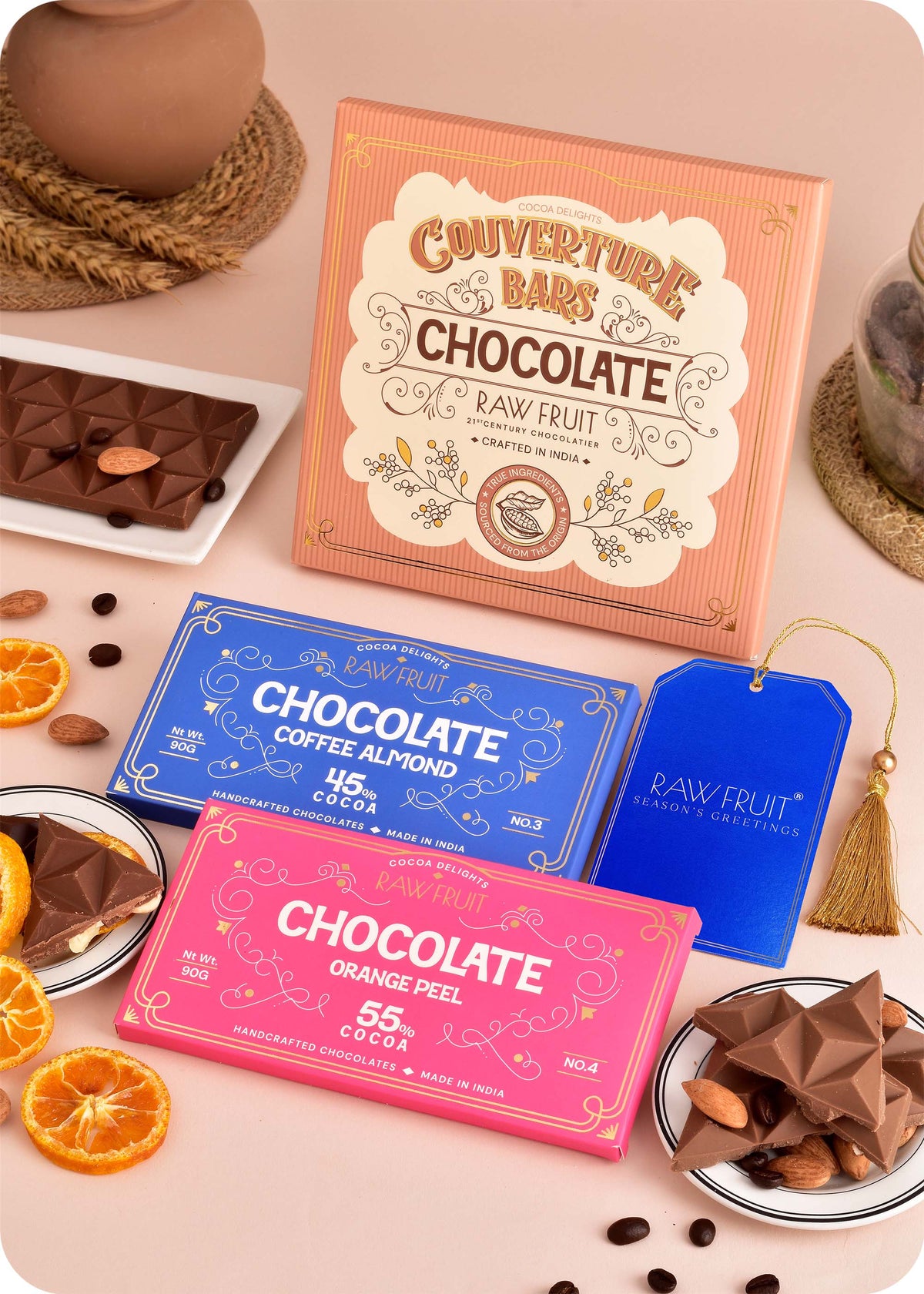 Coffee Almonds and Orage Peel Chocolate Bar 