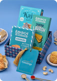 Cookies with Sweets Gift Hmaper including kaju katli, butter cashews, lavash