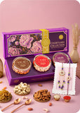 Courtyard Collection - 375 Grams Set of 3 Dry Fruits with Bhaiya Bhabhi Rakhi Set cashews, almonds and raisins.