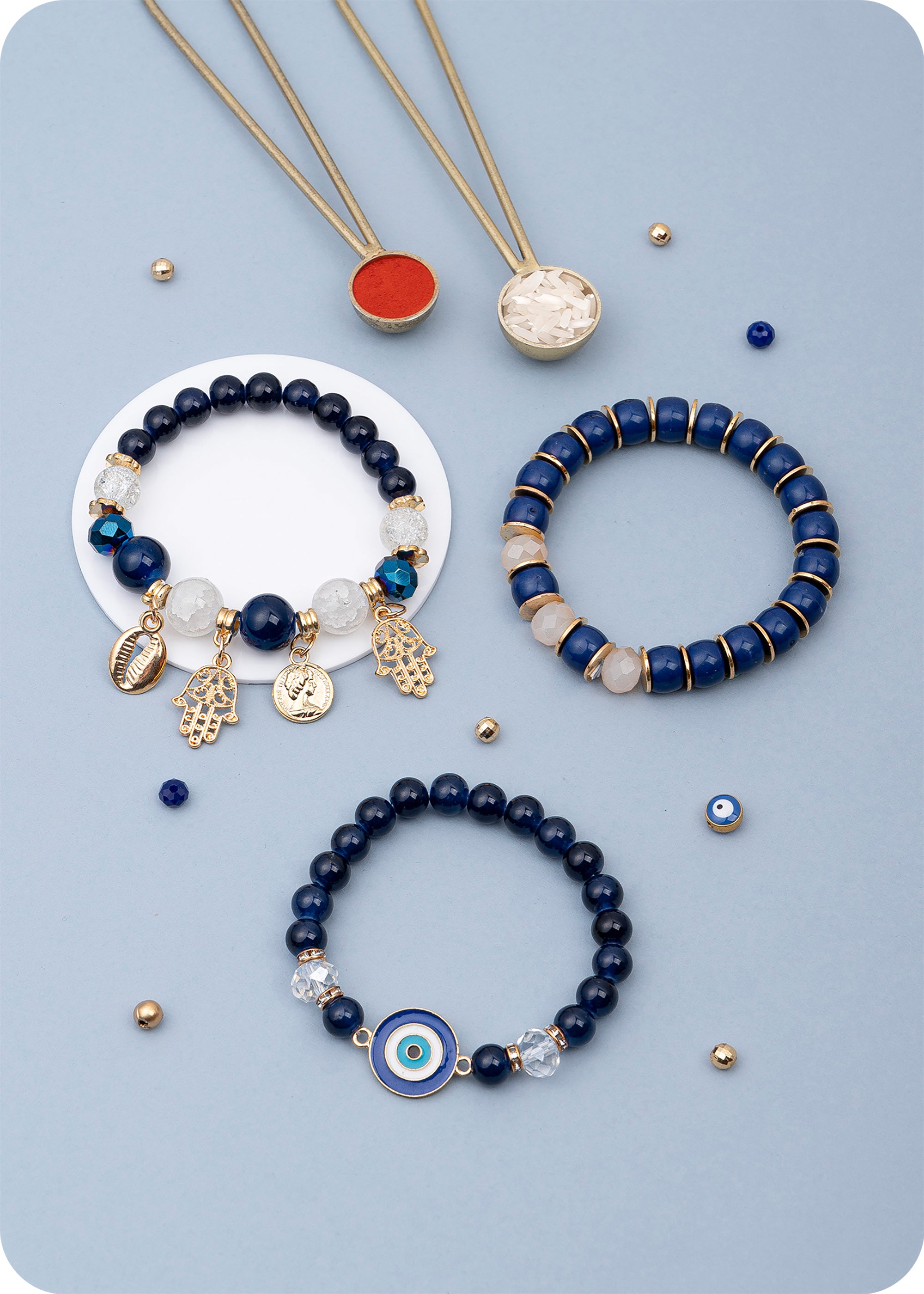 Blue Trinity Rakhi with Set of 3