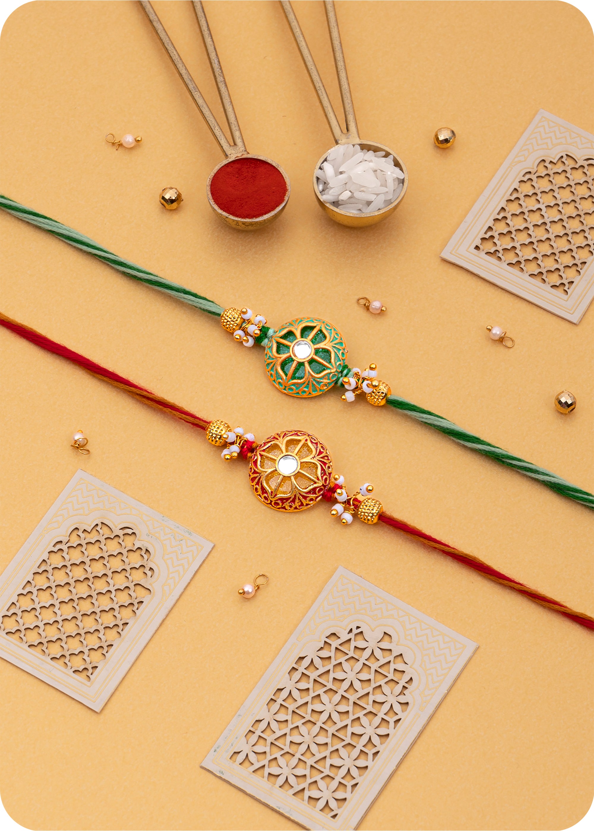Honey and Leaf Rakhi with Set of 2