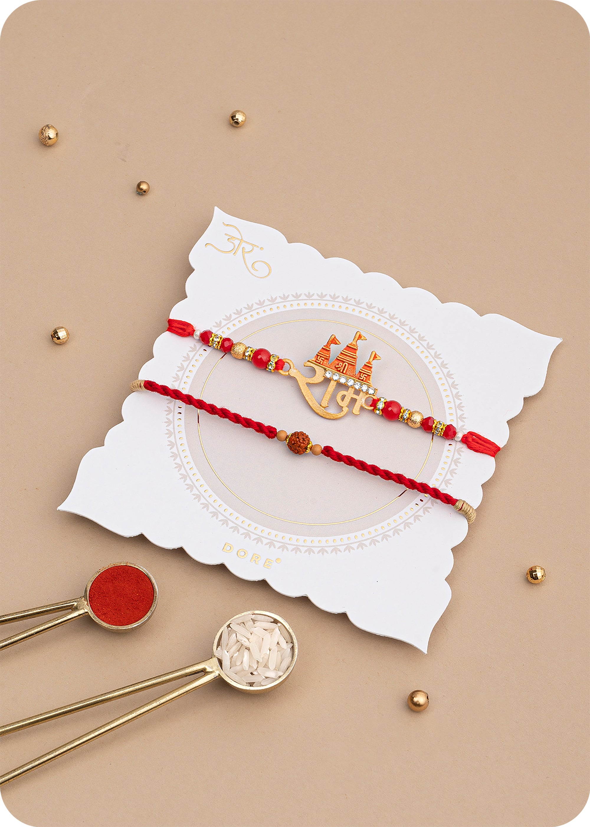 Pack of 12 Artisanal Ladoo Sweets with Rakhi Set of 2