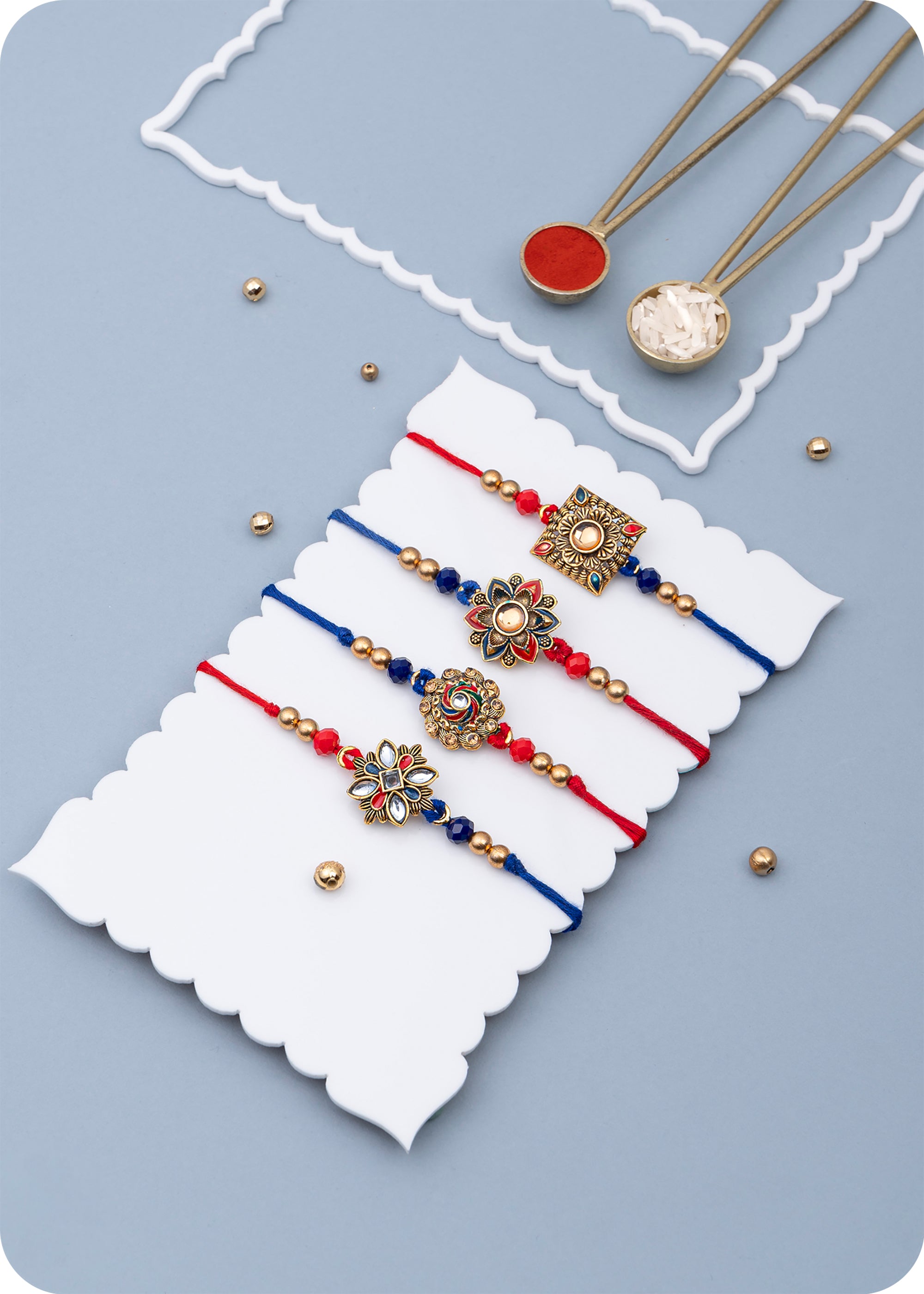 Set of 4 Rakhi Gift for Brother with Dry Fruits