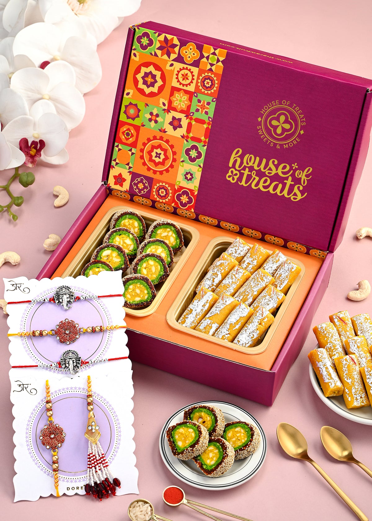 Sweets Combo with Set of 5 Rakhi