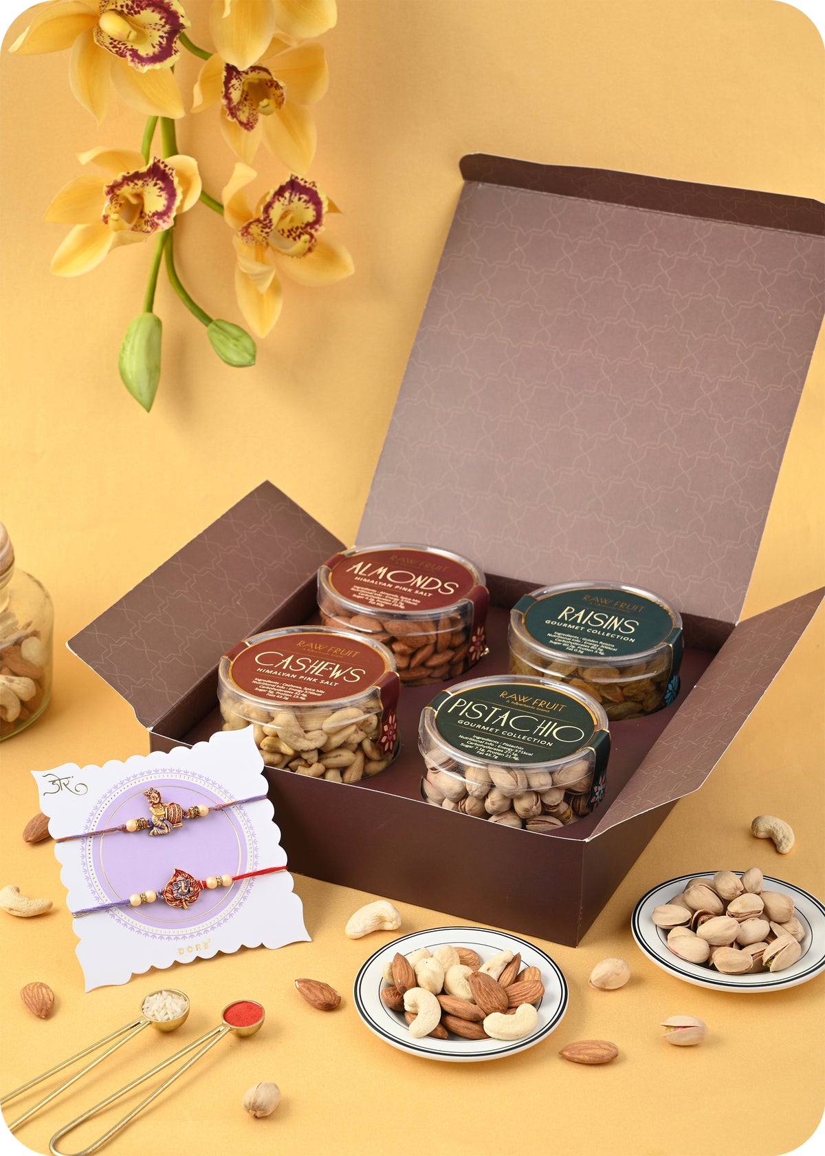 Dry Fruits Gift Pack with Rakhi Set Of 2
