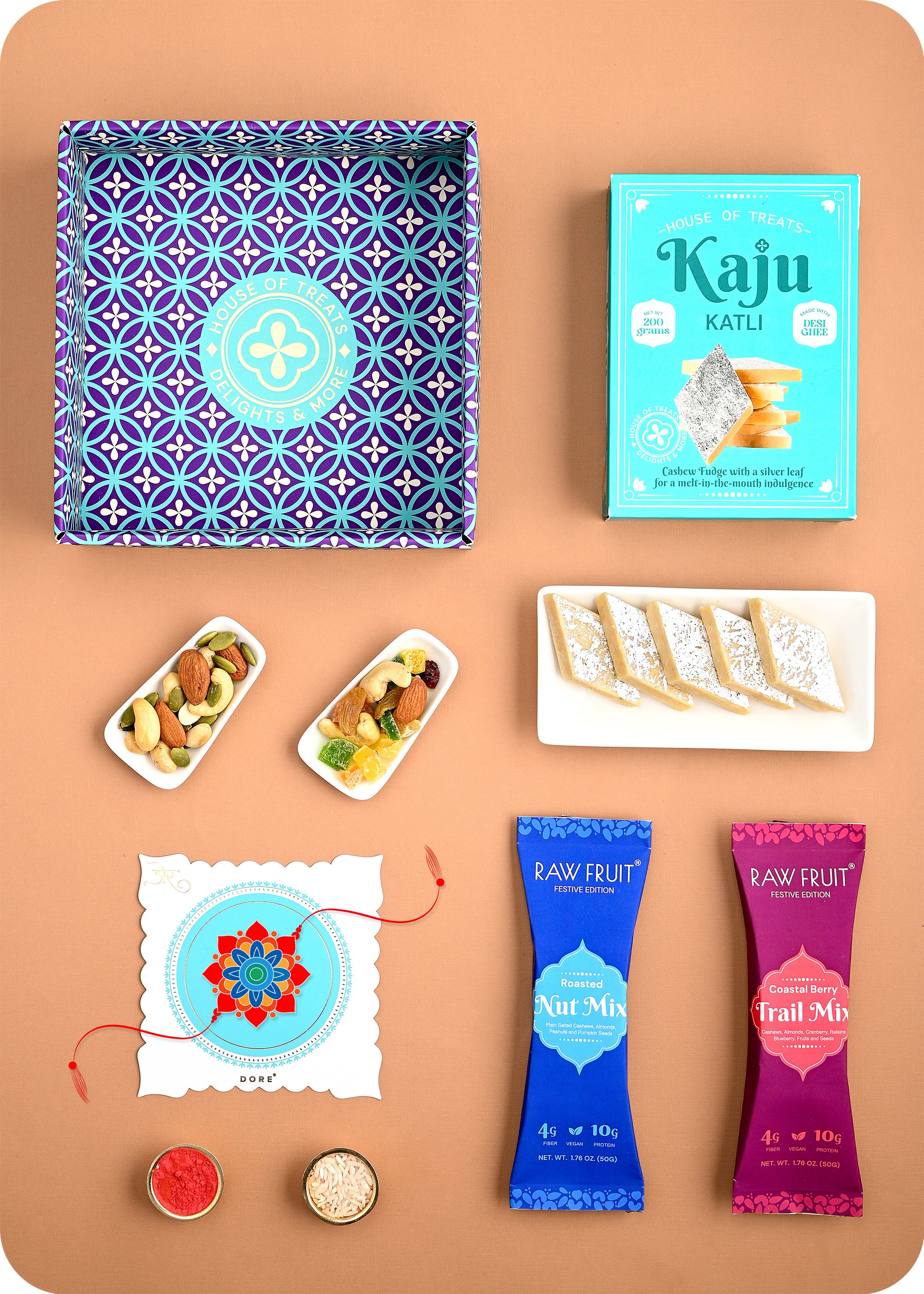 Rakhi Hamper: Sweets & DryFruits with Rakhi