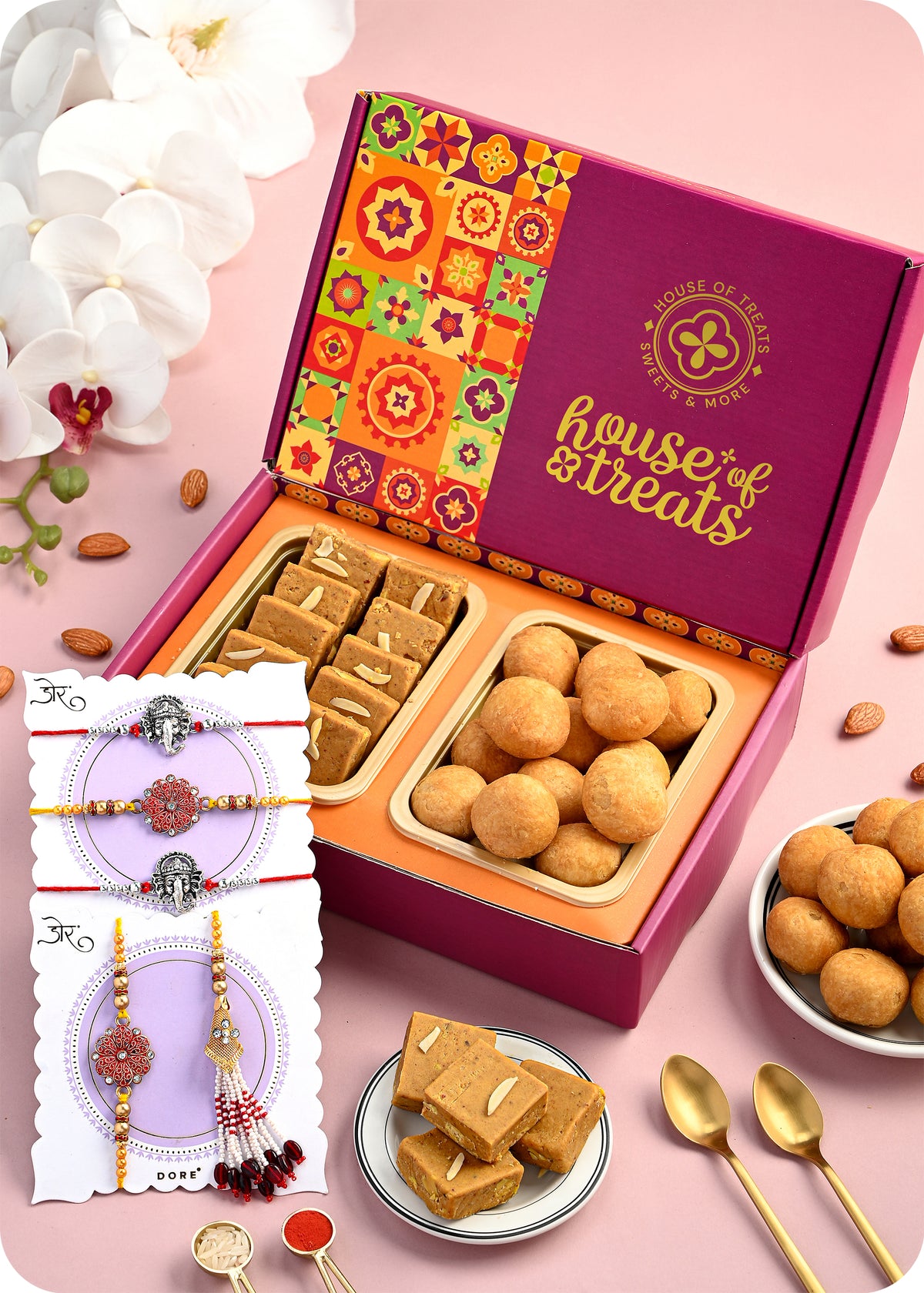 Gift Box: Sweets with Set of 5 Rakhi