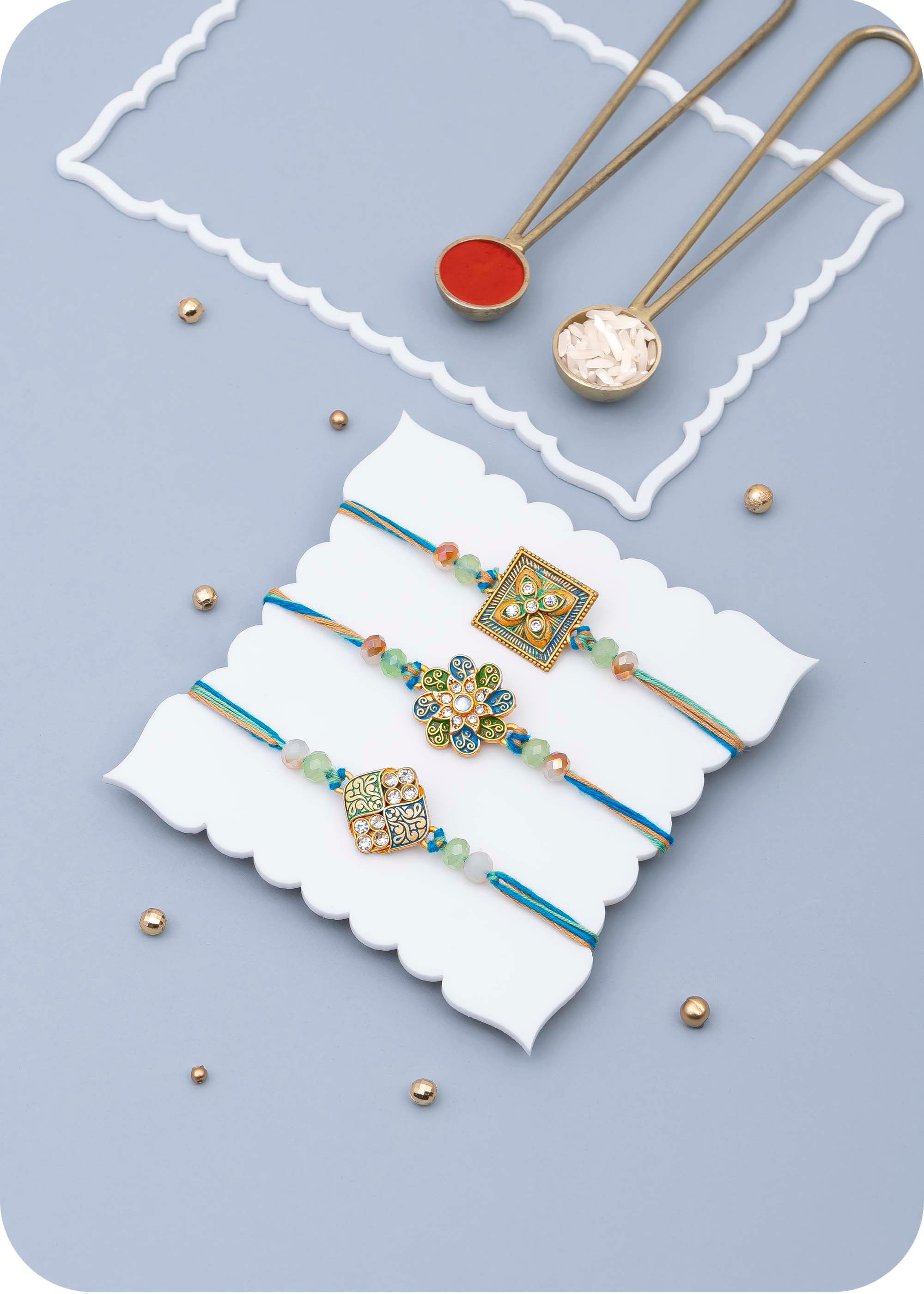 Rakhi Festive Sweets with Savoury Gift Pack with Set of 3 Rakhi