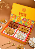 Traditional Bhai Dooj Gift Box: Dodha Barfi, Chana Badam Barfi, Kaju Katli & Milk Cake