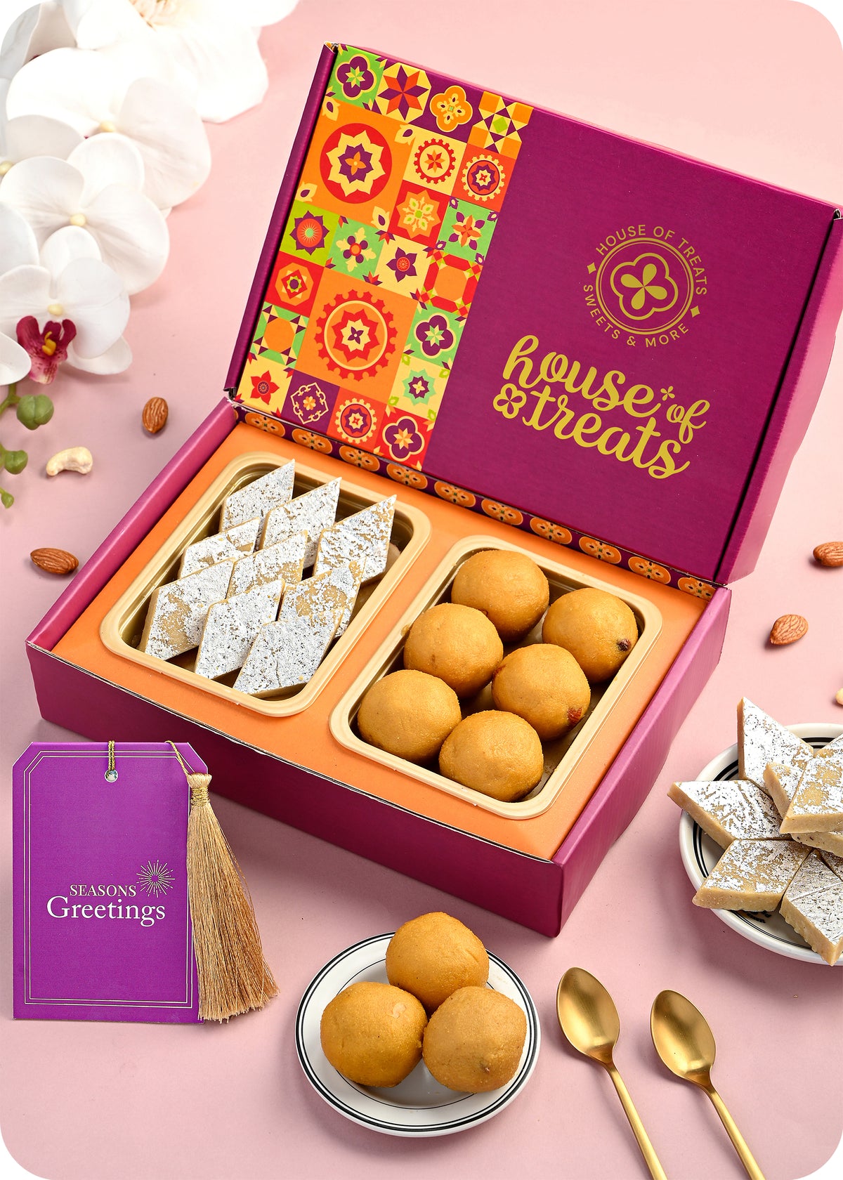 Traditional Bhai Dooj Sweets Pack: Besan Ladoo & Kaju Katli
