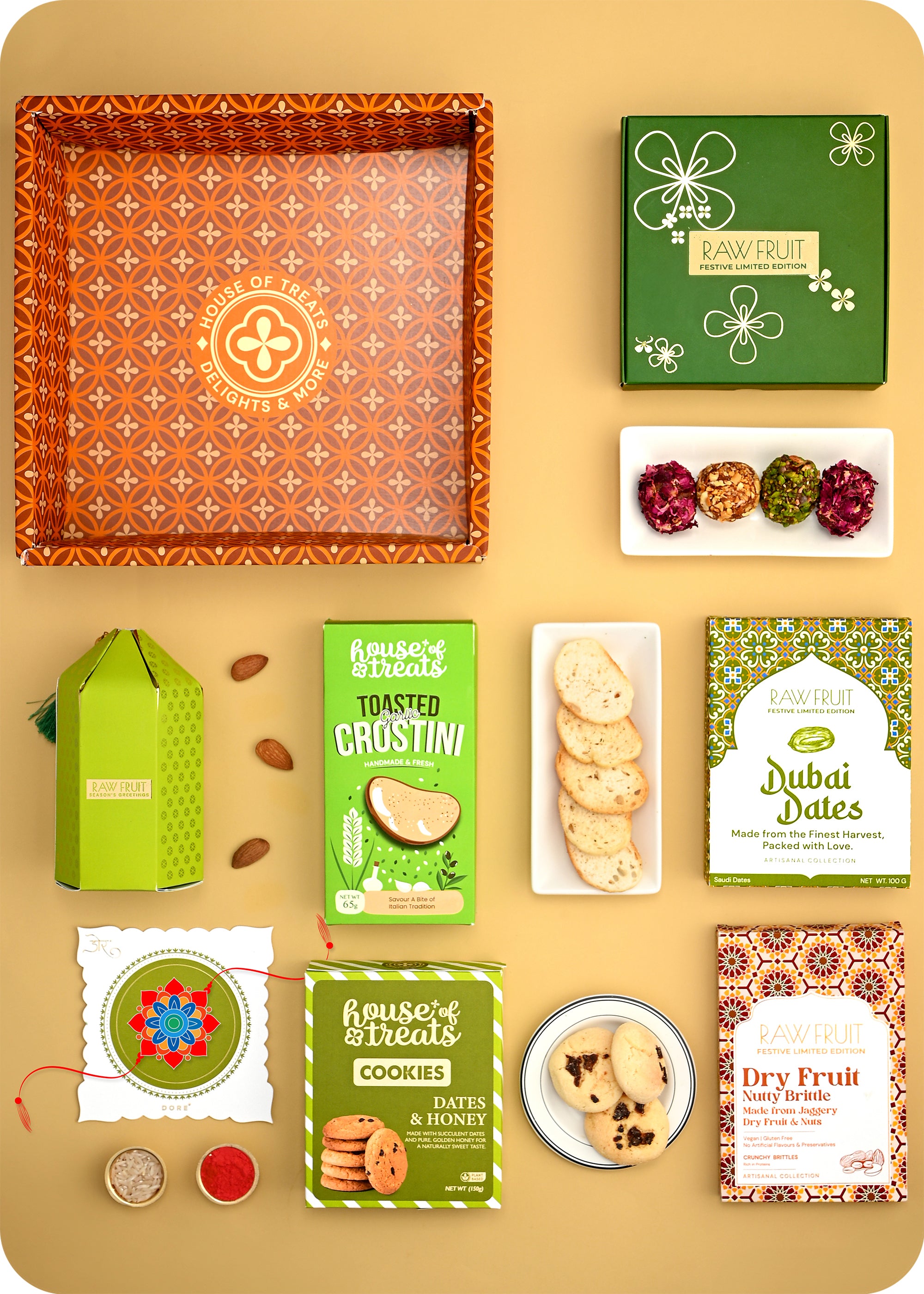 Rakhi Delights: Cookies & Dry Fruits Hamper with Rakhi