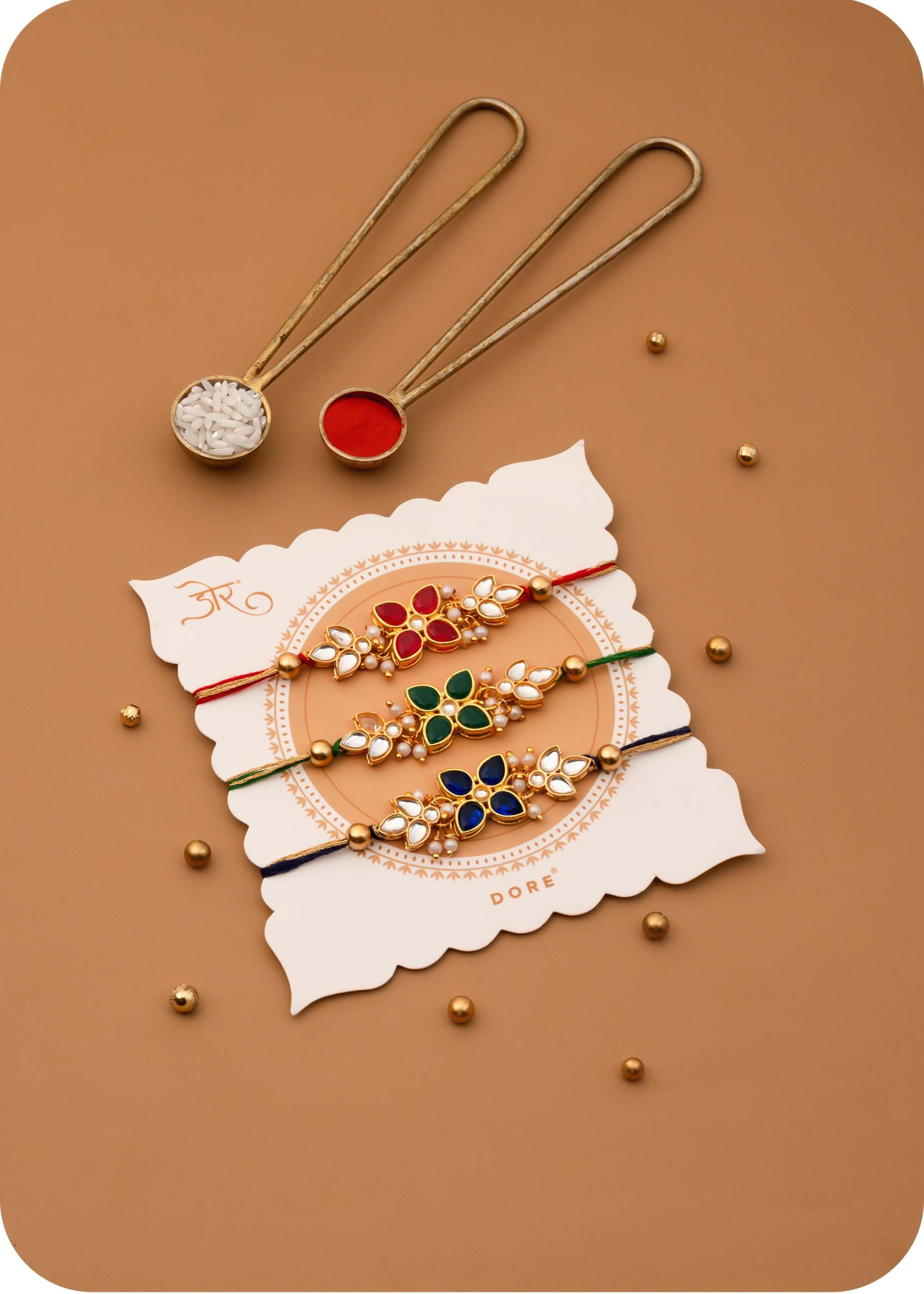 Courtyard Collection - 745 Grams Set of 6 Dry Fruits with Set of 3 Rakhi
