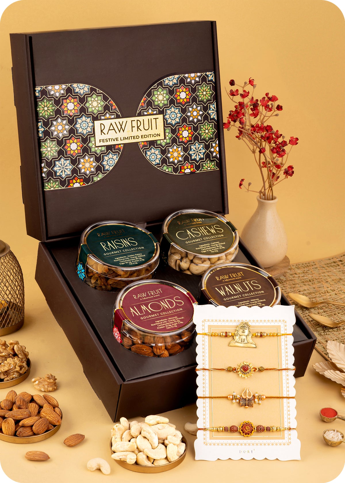 Rakshabandhan Special: Dry Fruits with Rakhi Set of 4