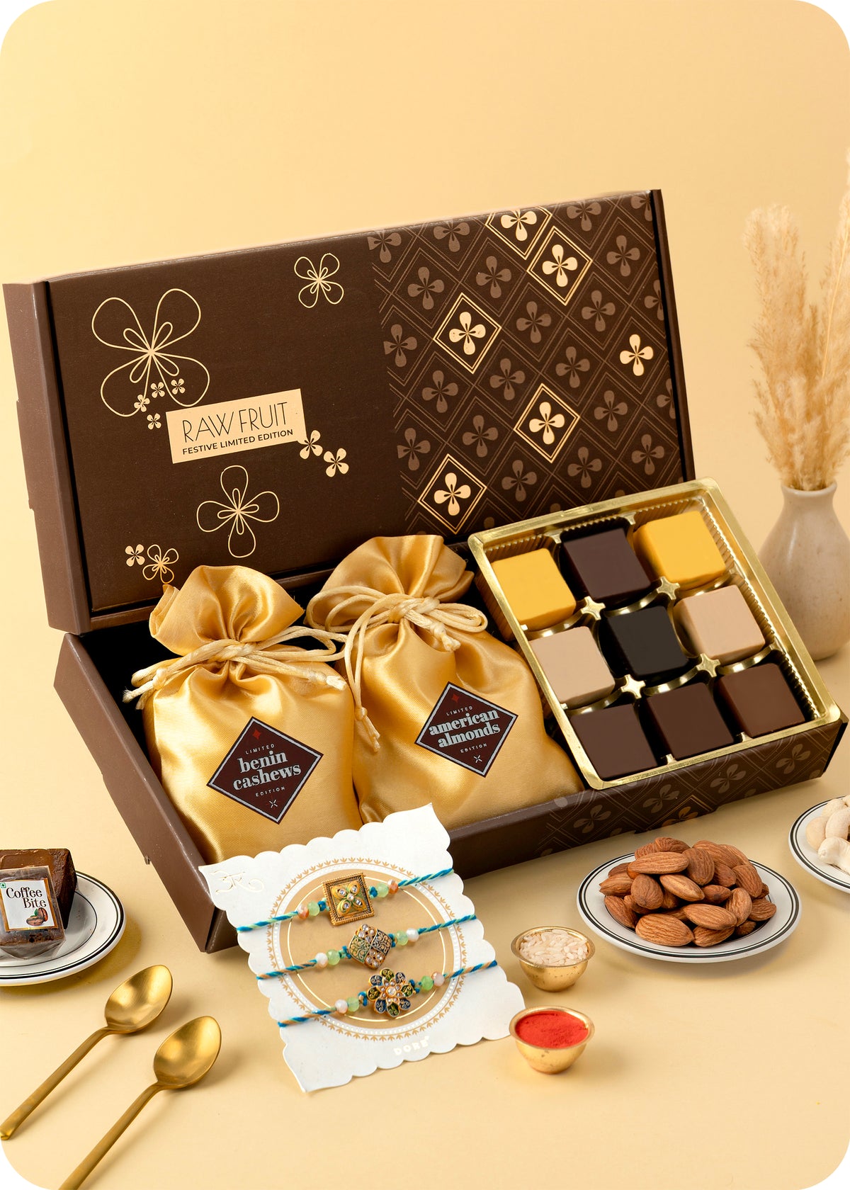 Pack of 9 Sweets & Dry Fruits with Rakhi Set of 3