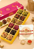 Pack of 12 Artisanal Ladoo Sweets with Rakhi Set of 2