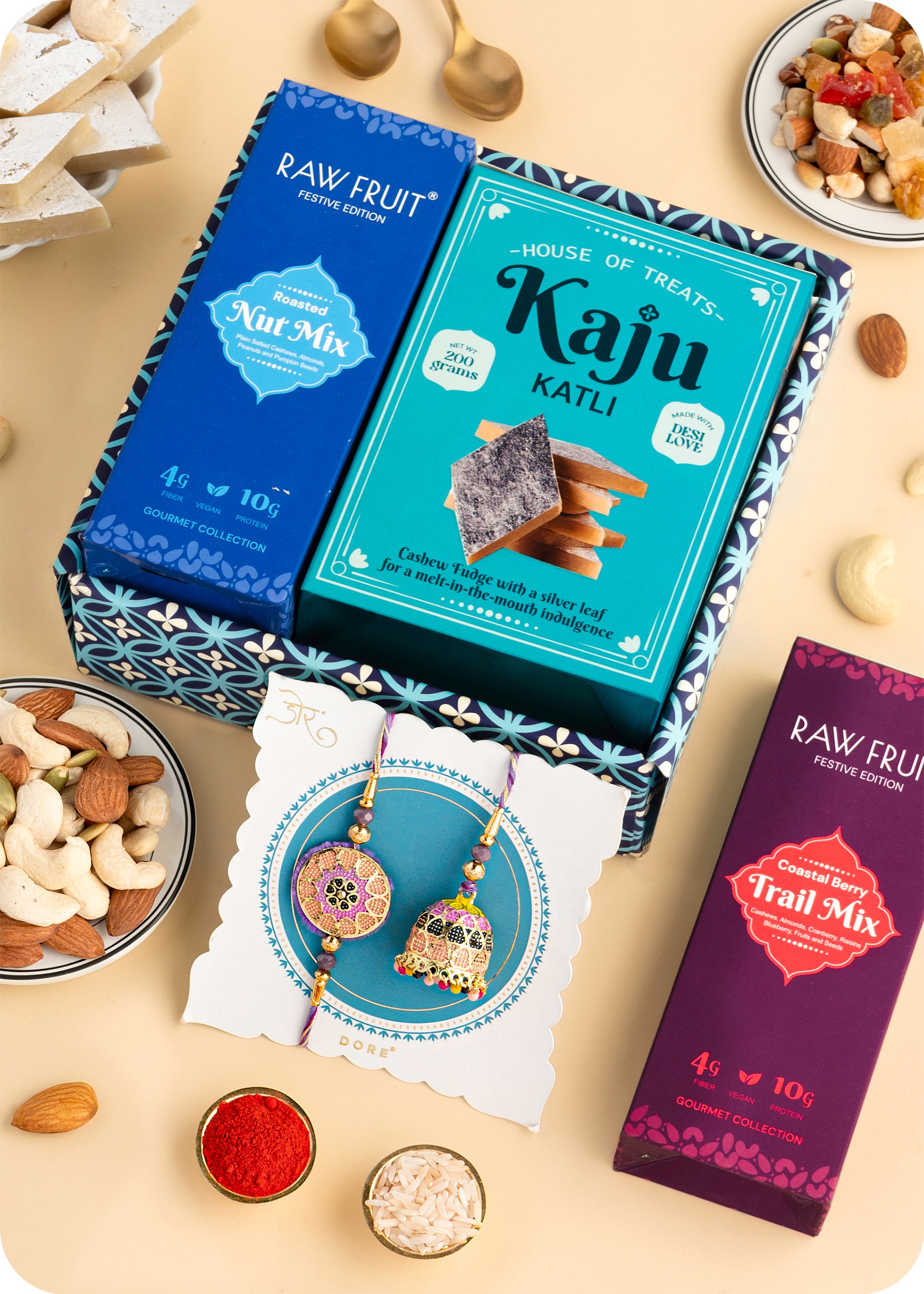 Rakhi Hamper: Sweets & DryFruits with Rakhi