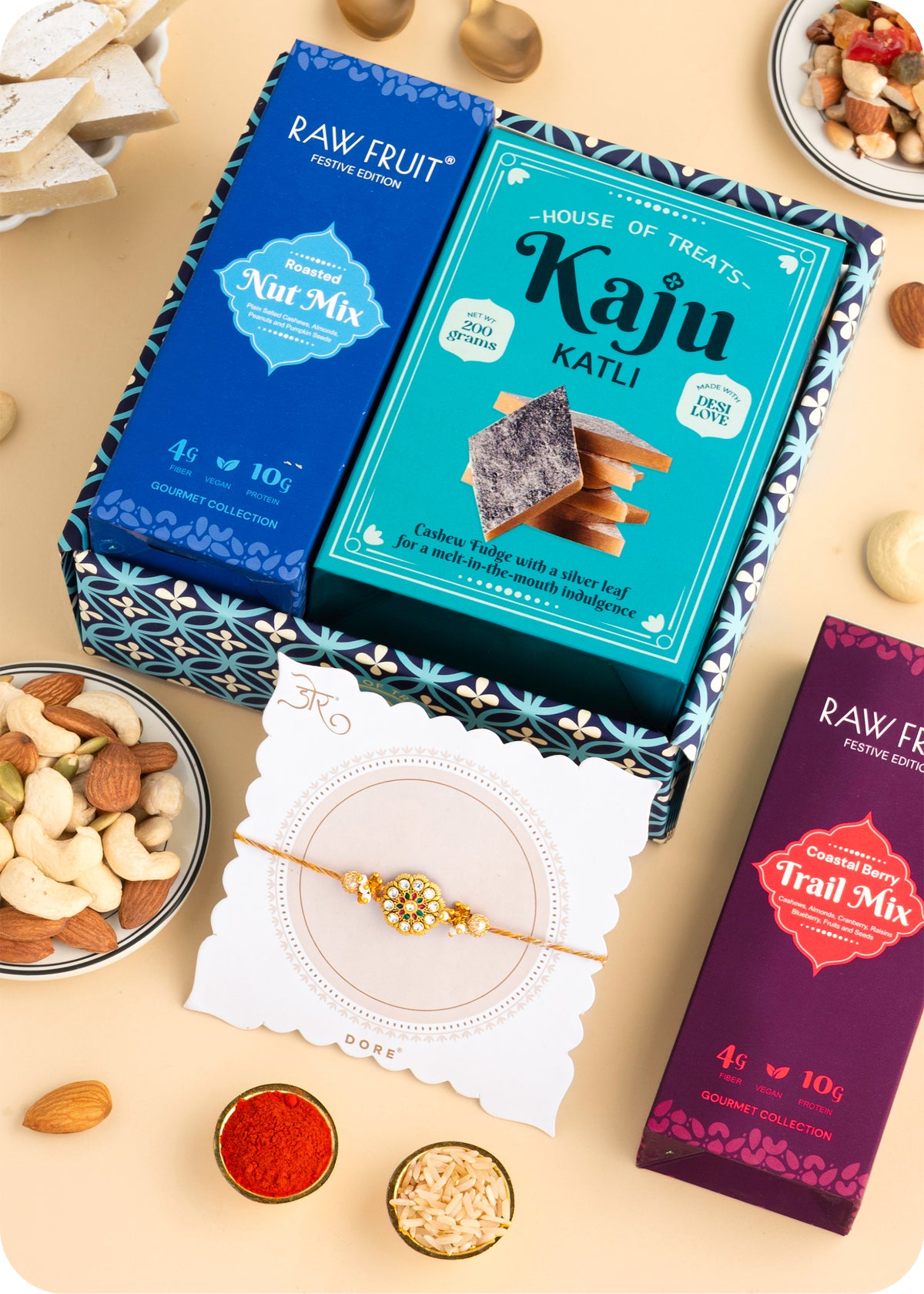 Rakhi Hamper: Sweets & DryFruits with Rakhi