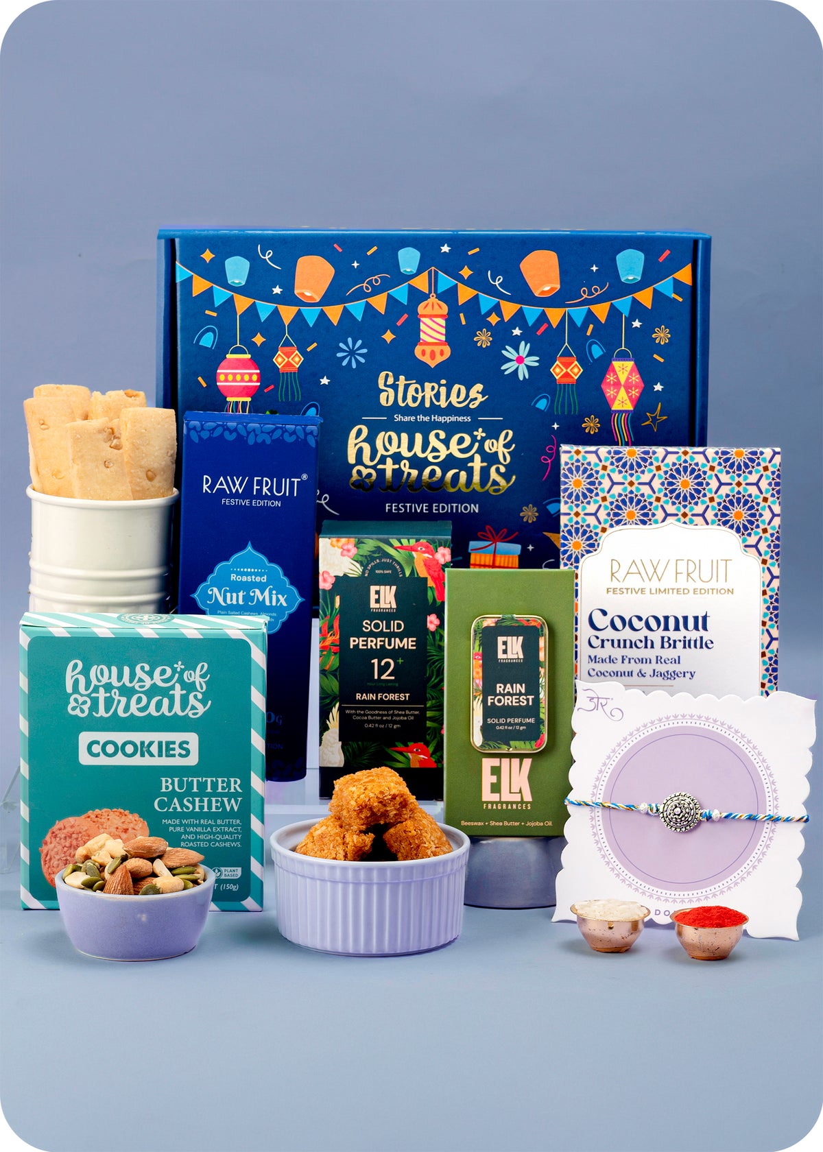 Rakhi Hamper with Cookies, Nuts & Perfume