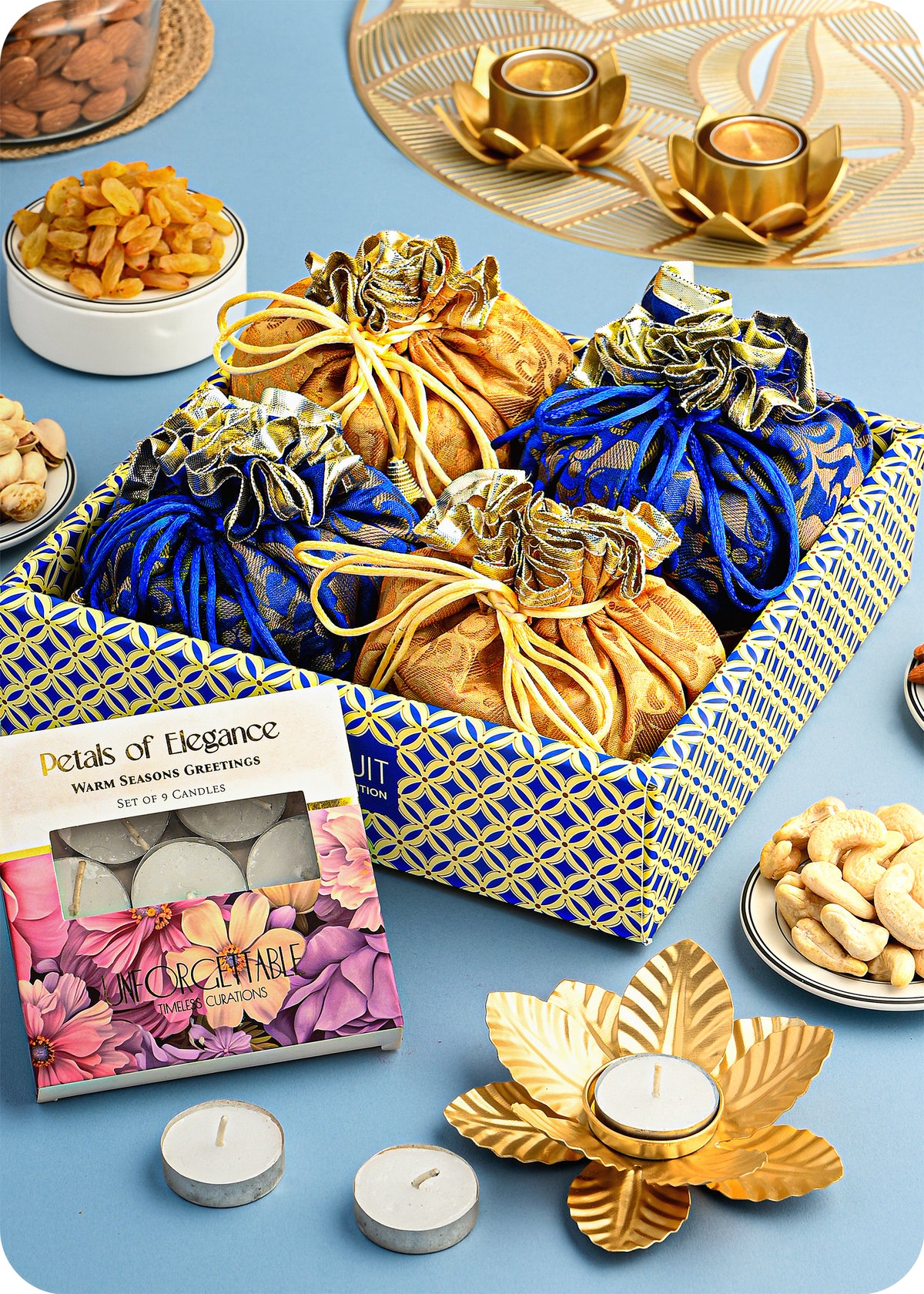 Diwali Dry Fruits Hamper with Decorative Accessories
