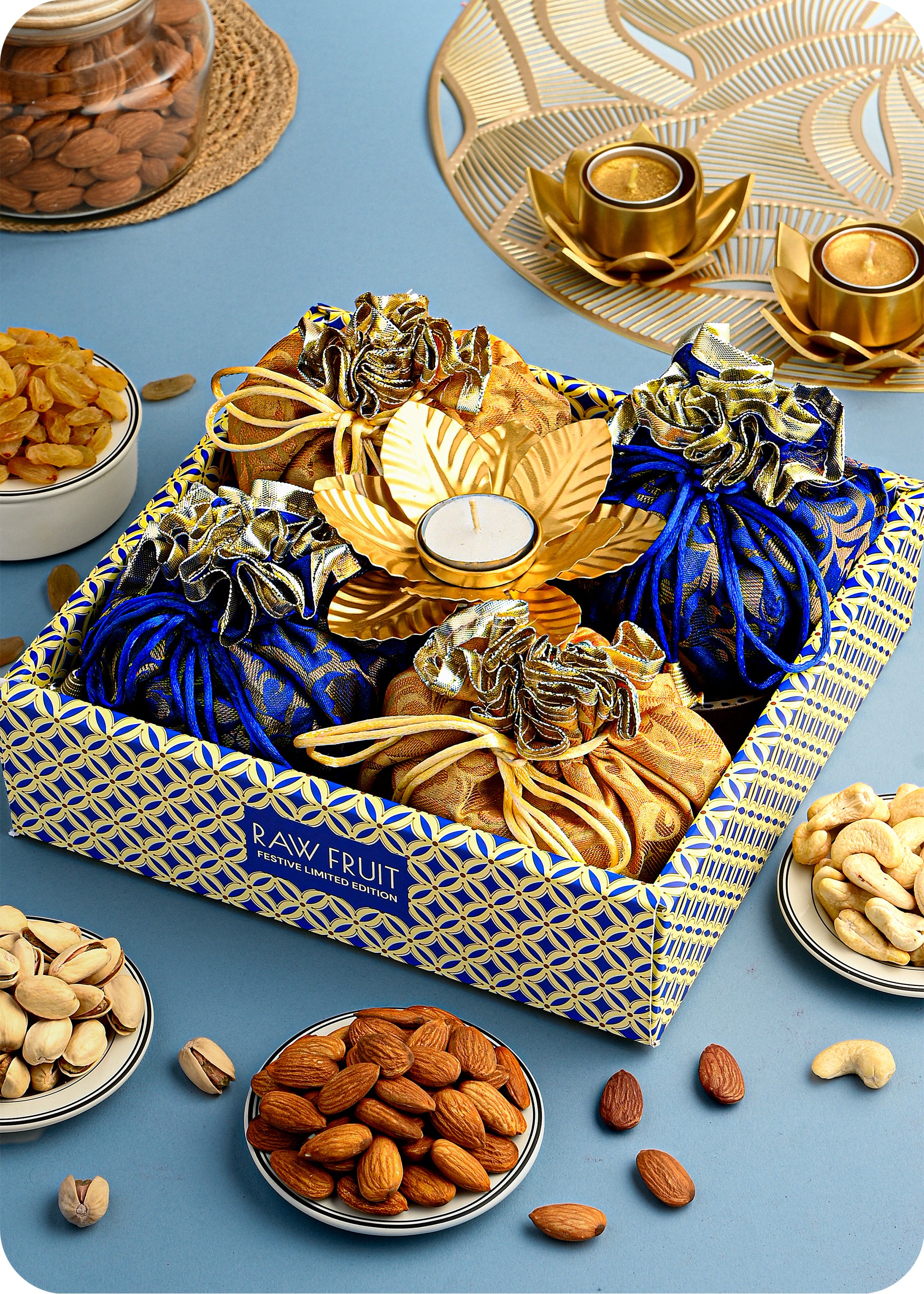 Diwali Dry Fruits Hamper with Decorative Accessories