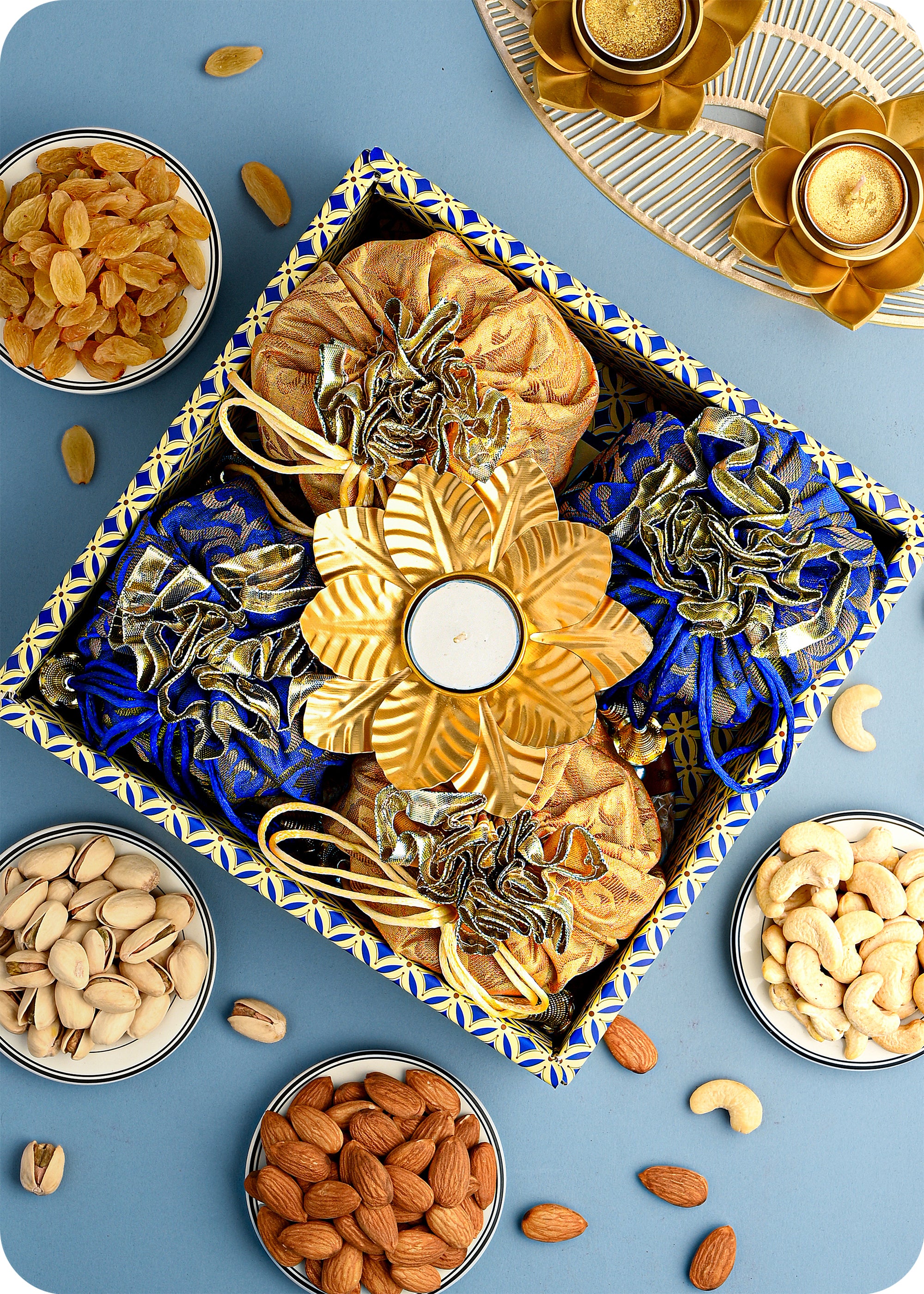 Diwali Dry Fruits Hamper with Decorative Accessories