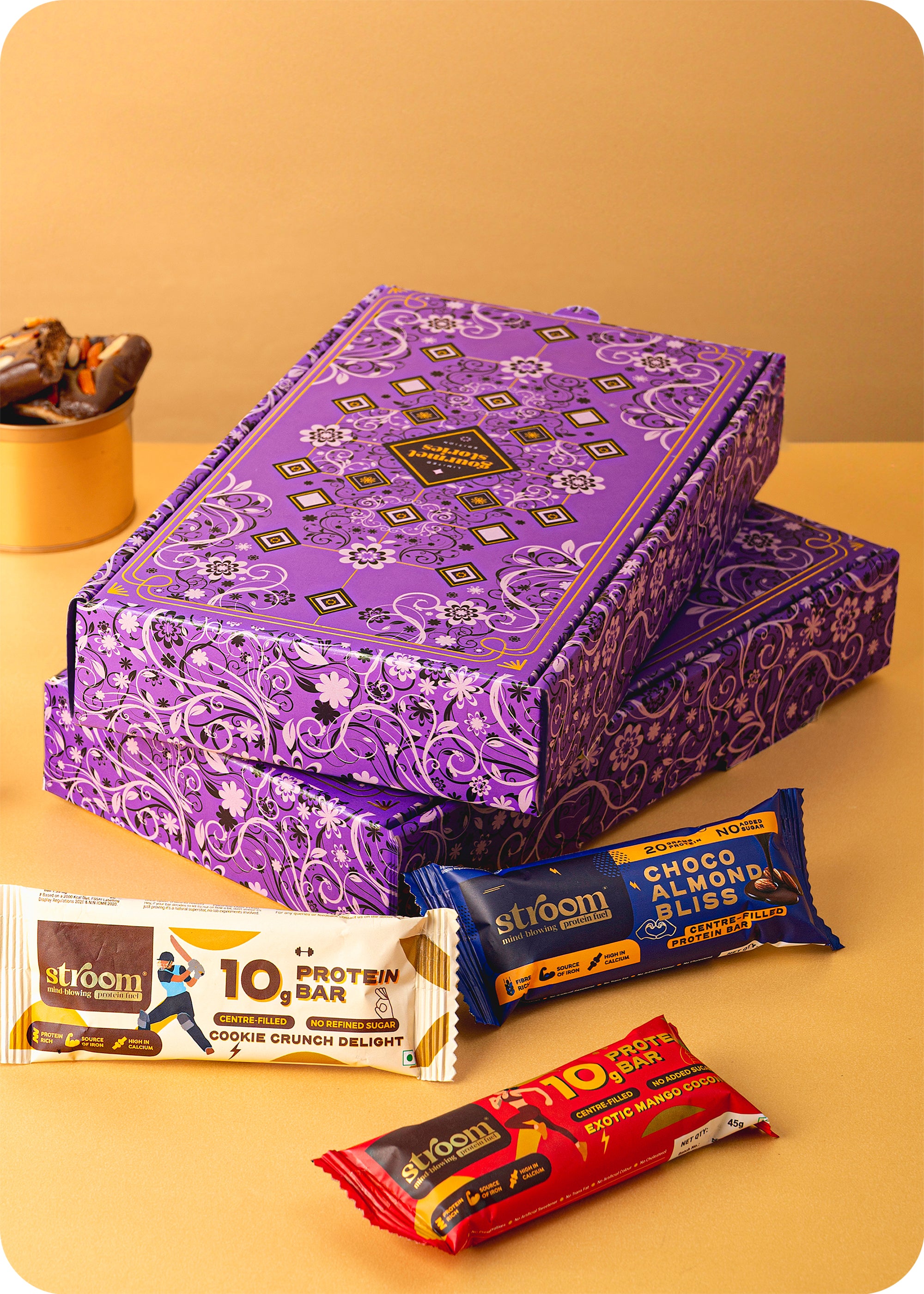 Diwali Delight Box : Protein Bars, Brittle Treats & Lantern Decor