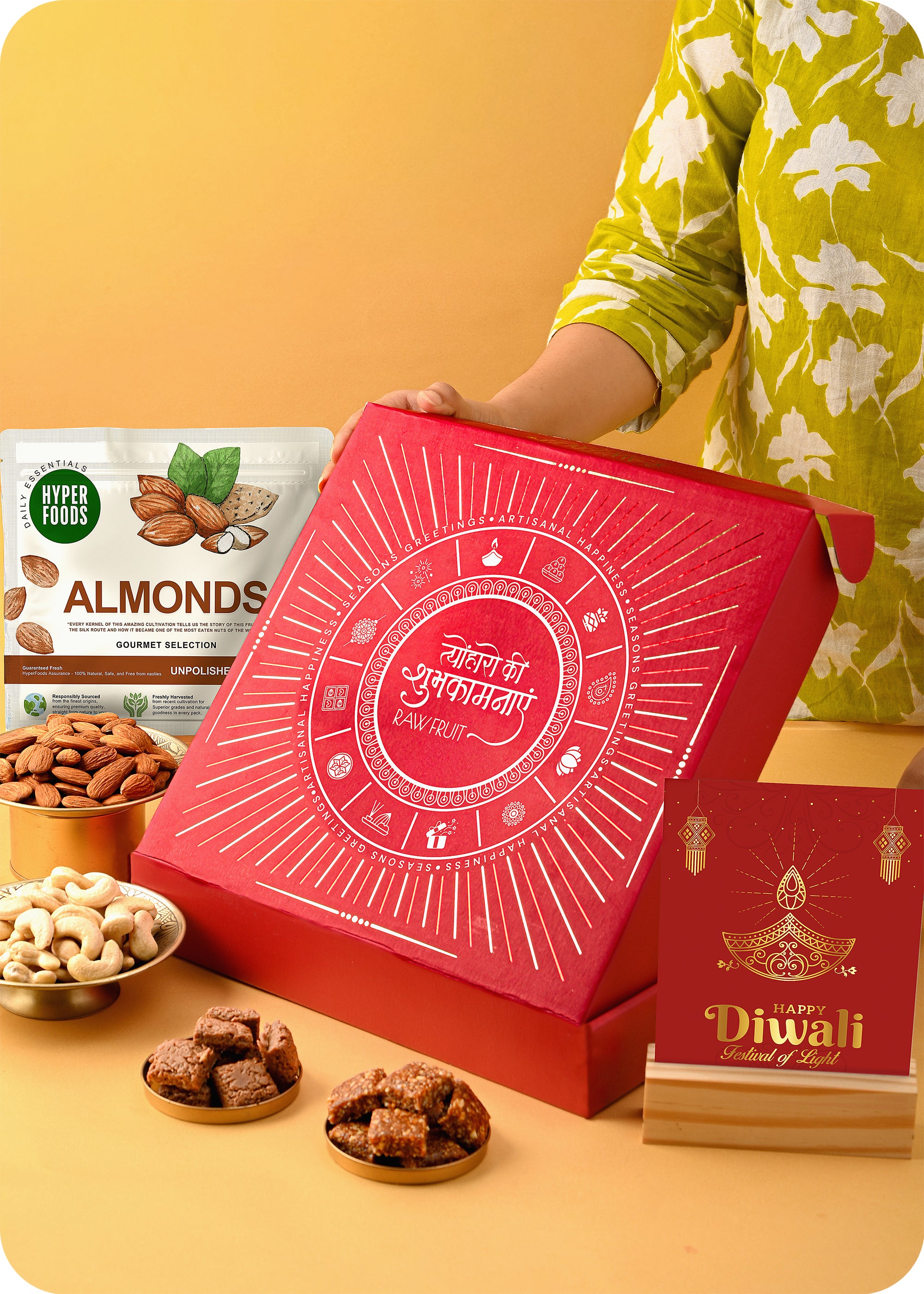 Bhai Dooj Gift Hamper : Premium Nuts, Brittle & Festive Decor