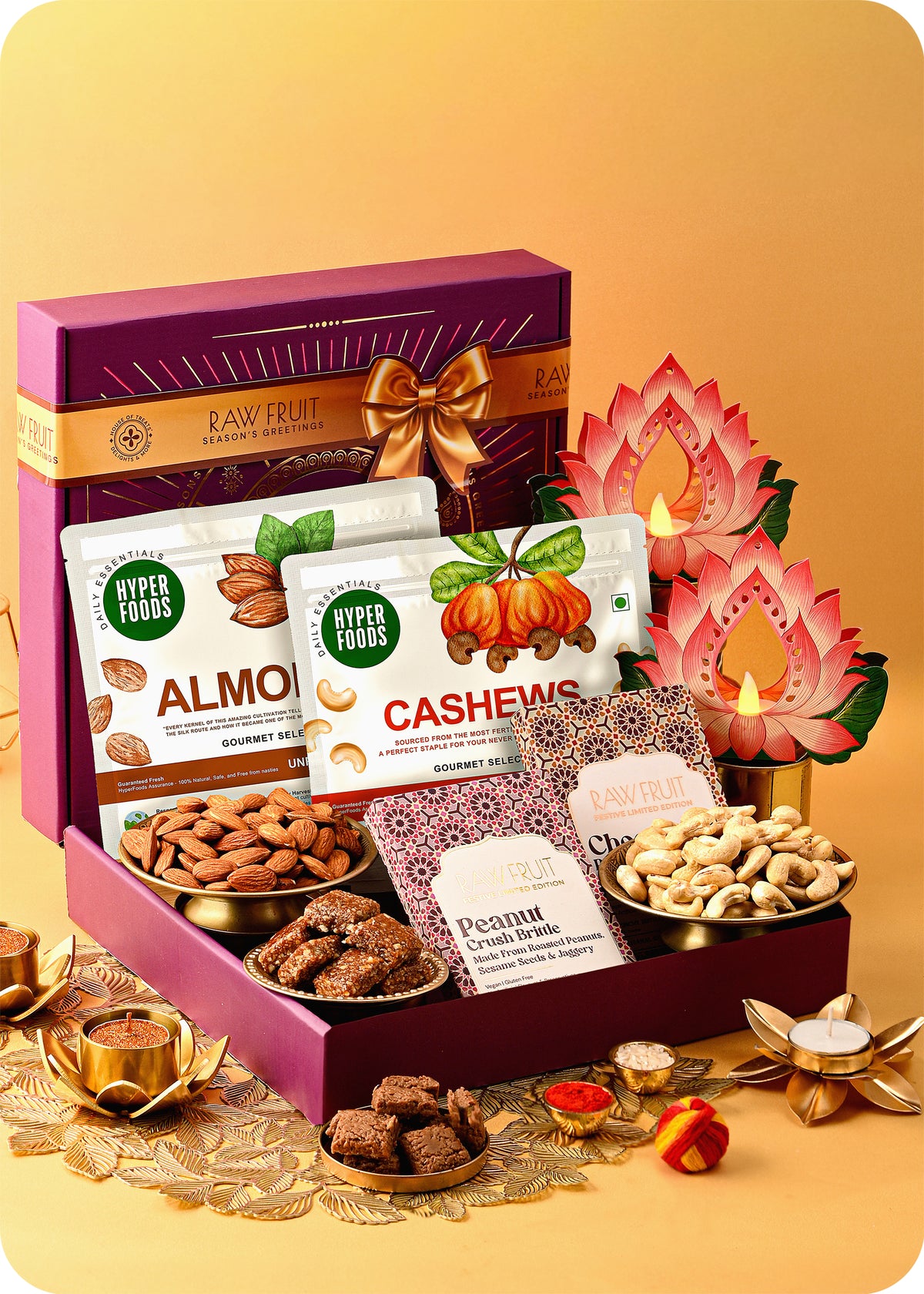 Bhai Dooj Gift Hamper : Brittle, Premium Nuts & Festive Decor