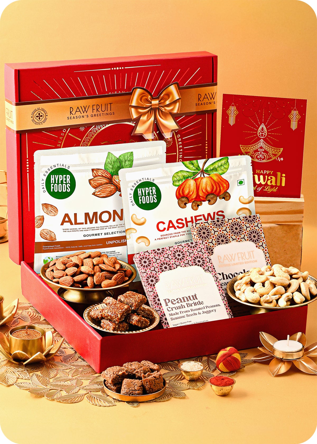 Bhai Dooj Gift Hamper : Premium Nuts, Brittle & Festive Decor