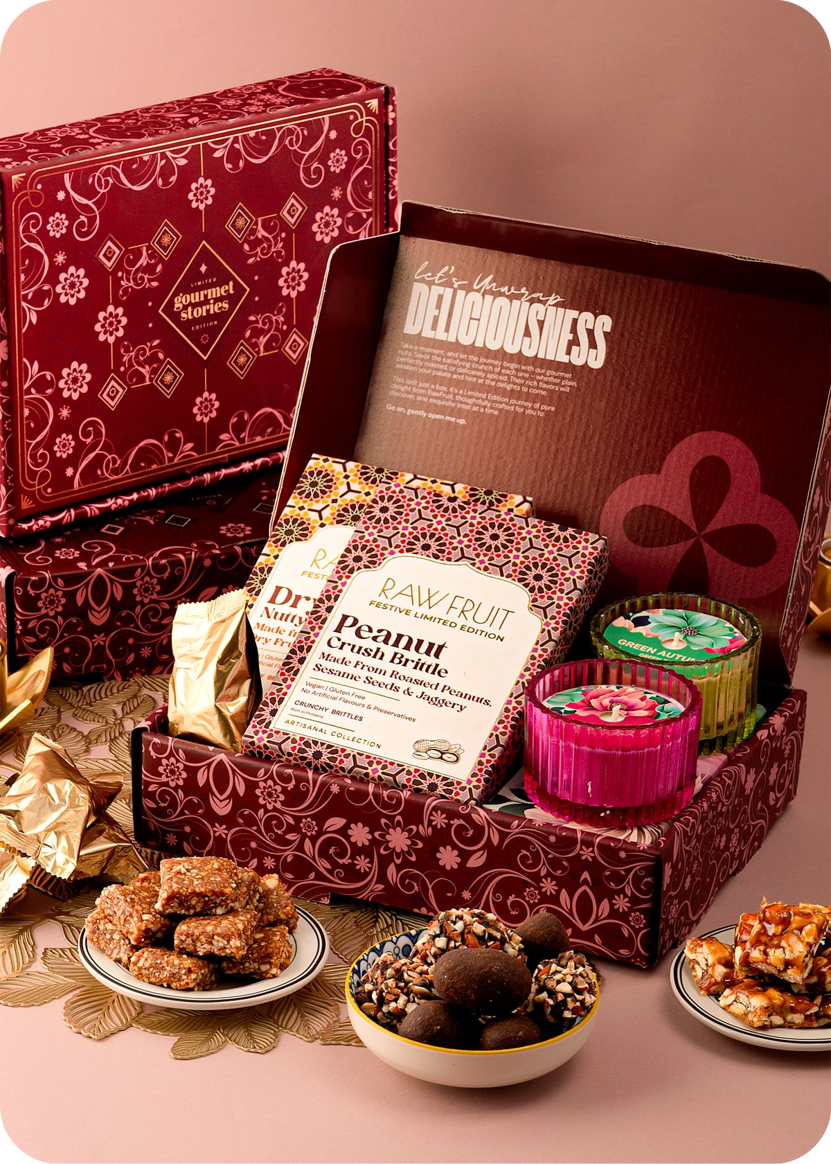 Festive Delight Diwali Gift Hamper with Brittle & Candles